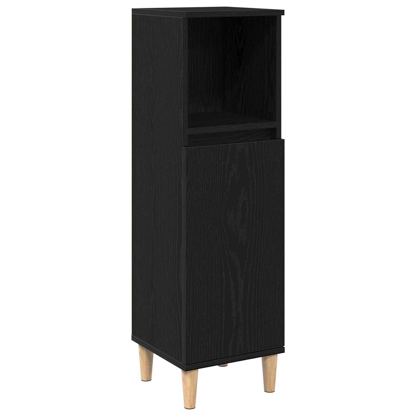 vidaXL Set de mobilier pentru baie cu ușă 3 pcs Negru 30 x 30 x 180 cm vidaXL Set de mobilier pentru baie cu ușă 3 pcs Negru 30 x 30 x 180 cm