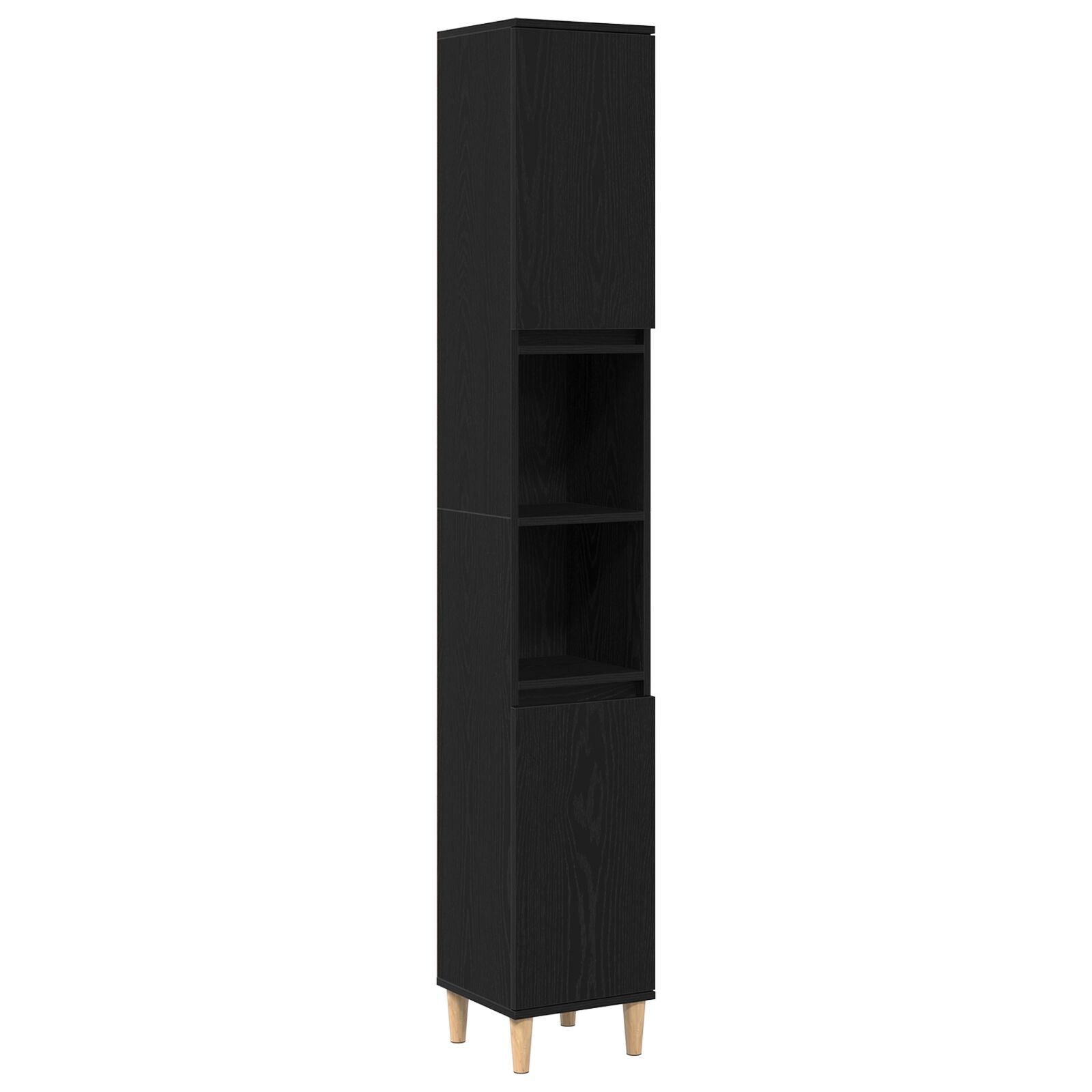vidaXL Set de mobilier pentru baie cu ușă 3 pcs Negru 30 x 30 x 180 cm vidaXL Set de mobilier pentru baie cu ușă 3 pcs Negru 30 x 30 x 180 cm