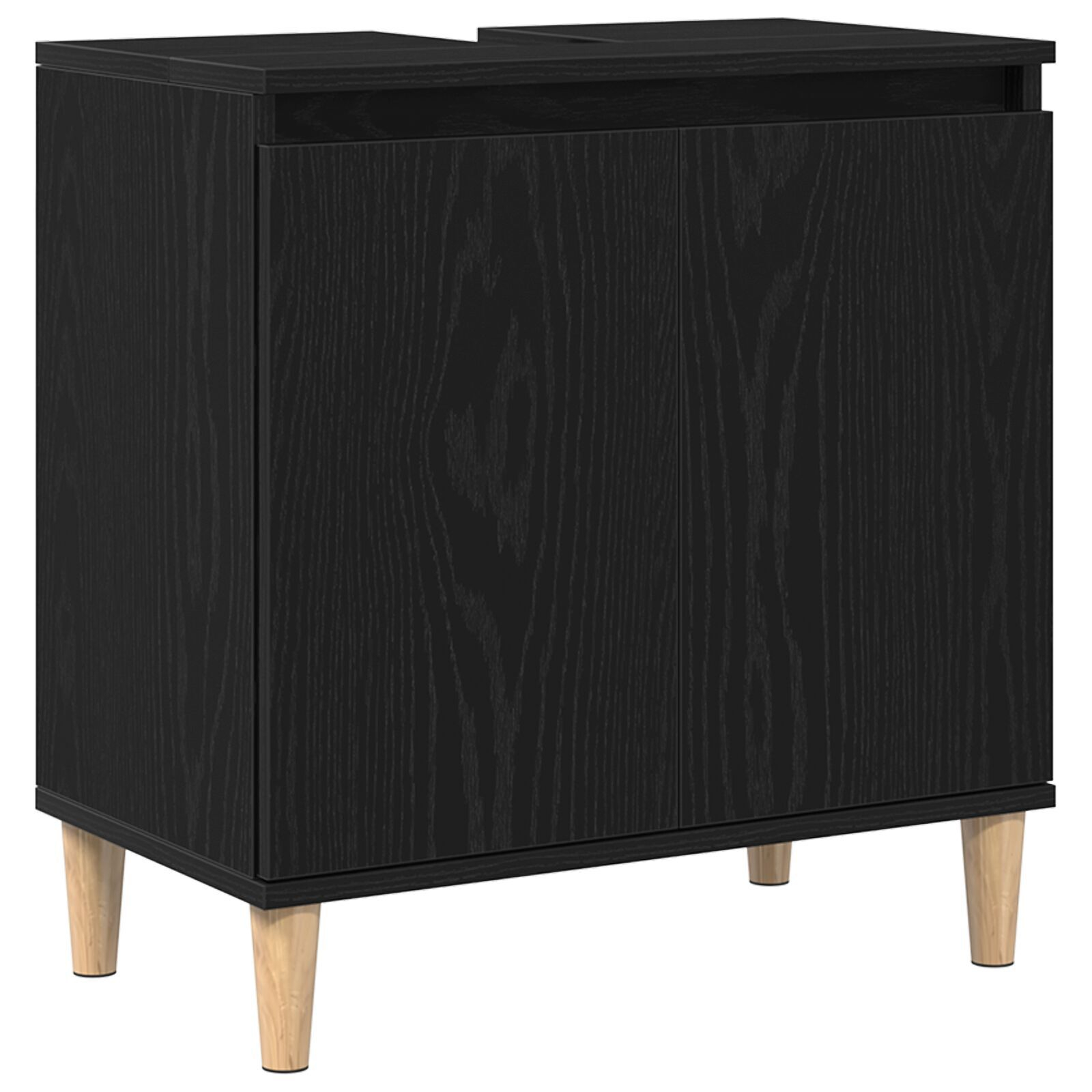 vidaXL Set de mobilier pentru baie cu ușă 3 pcs Negru 30 x 30 x 180 cm vidaXL Set de mobilier pentru baie cu ușă 3 pcs Negru 30 x 30 x 180 cm