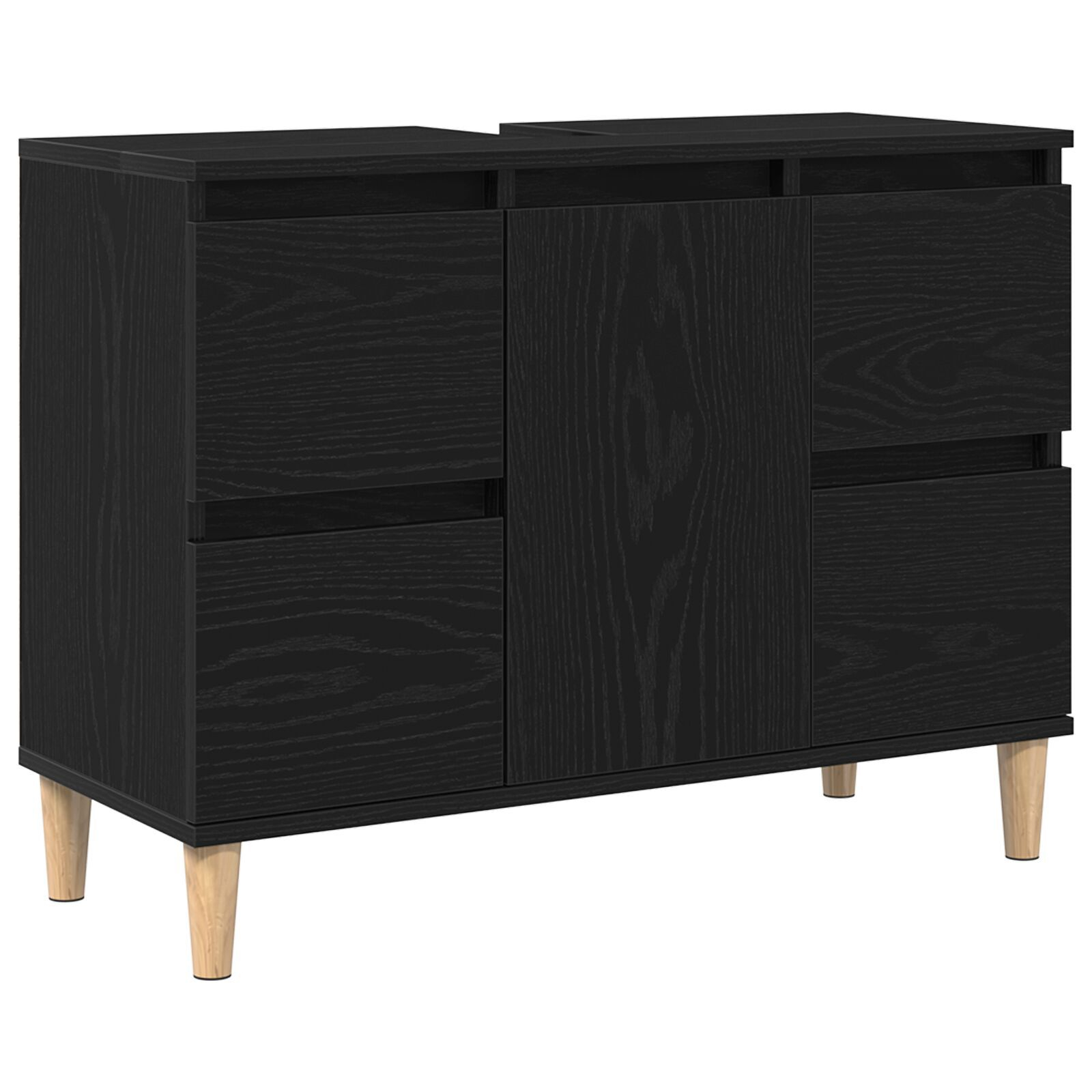 vidaXL Set de mobilier pentru baie cu ușă 3 pcs Negru 30 x 30 x 180 cm vidaXL Set de mobilier pentru baie cu ușă 3 pcs Negru 30 x 30 x 180 cm