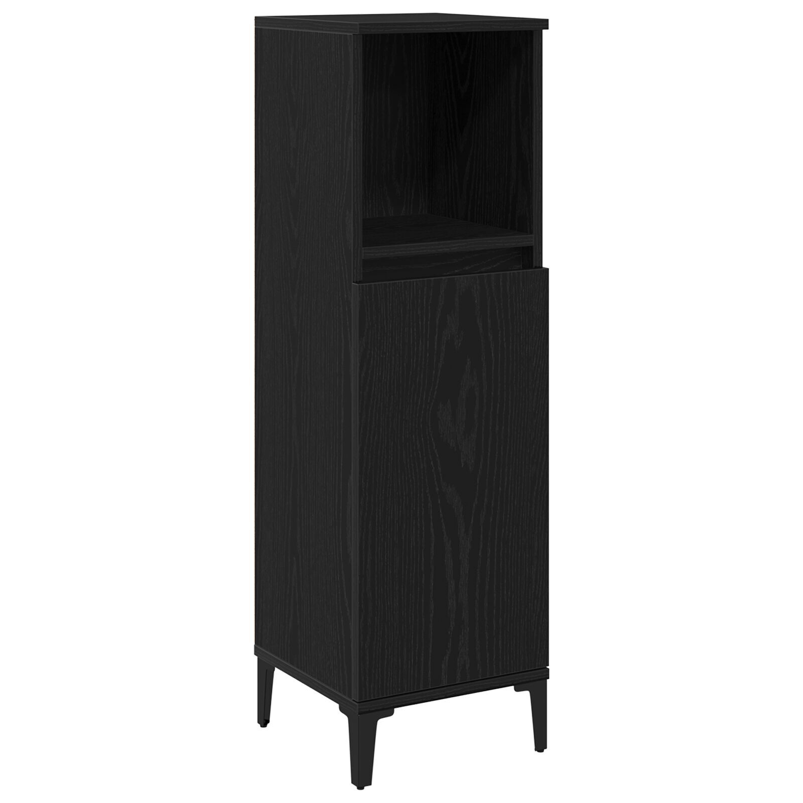 vidaXL Set de mobilier pentru baie cu ușă 3 pcs Negru 30 x 30 x 180 cm vidaXL Set de mobilier pentru baie cu ușă 3 pcs Negru 30 x 30 x 180 cm
