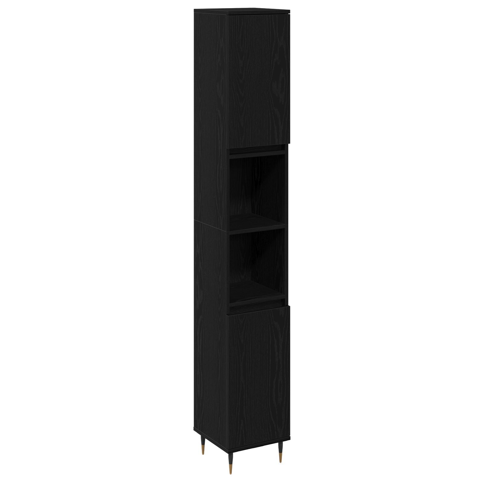 vidaXL Set de mobilă pentru baie 3 pcs Stejar Negru 30 x 30 x 190 cm vidaXL Set de mobilă pentru baie 3 pcs Stejar Negru 30 x 30 x 190 cm