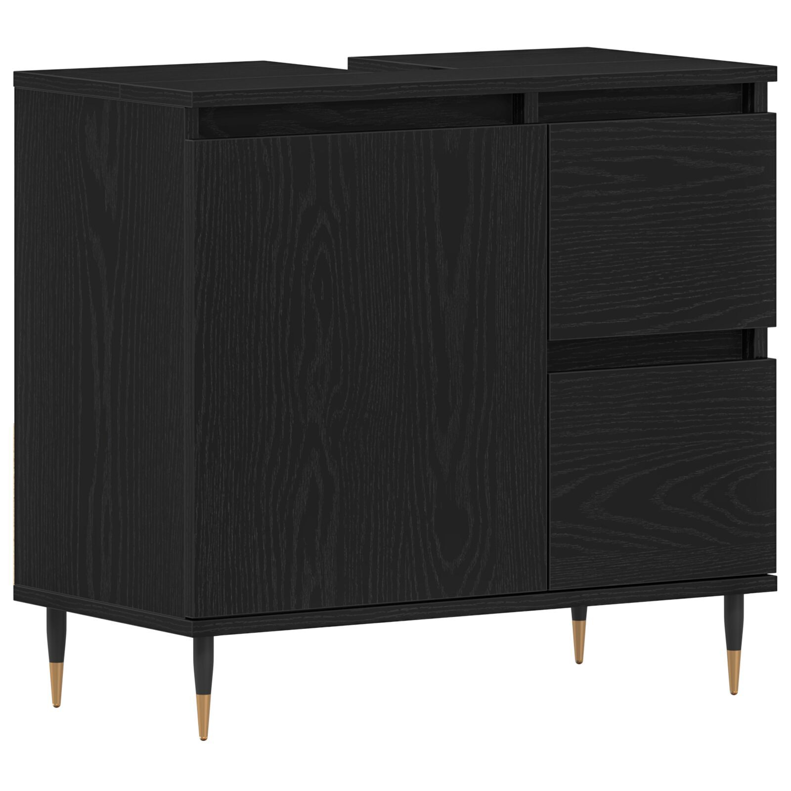 vidaXL Set de mobilă pentru baie 3 pcs Stejar Negru 30 x 30 x 190 cm vidaXL Set de mobilă pentru baie 3 pcs Stejar Negru 30 x 30 x 190 cm
