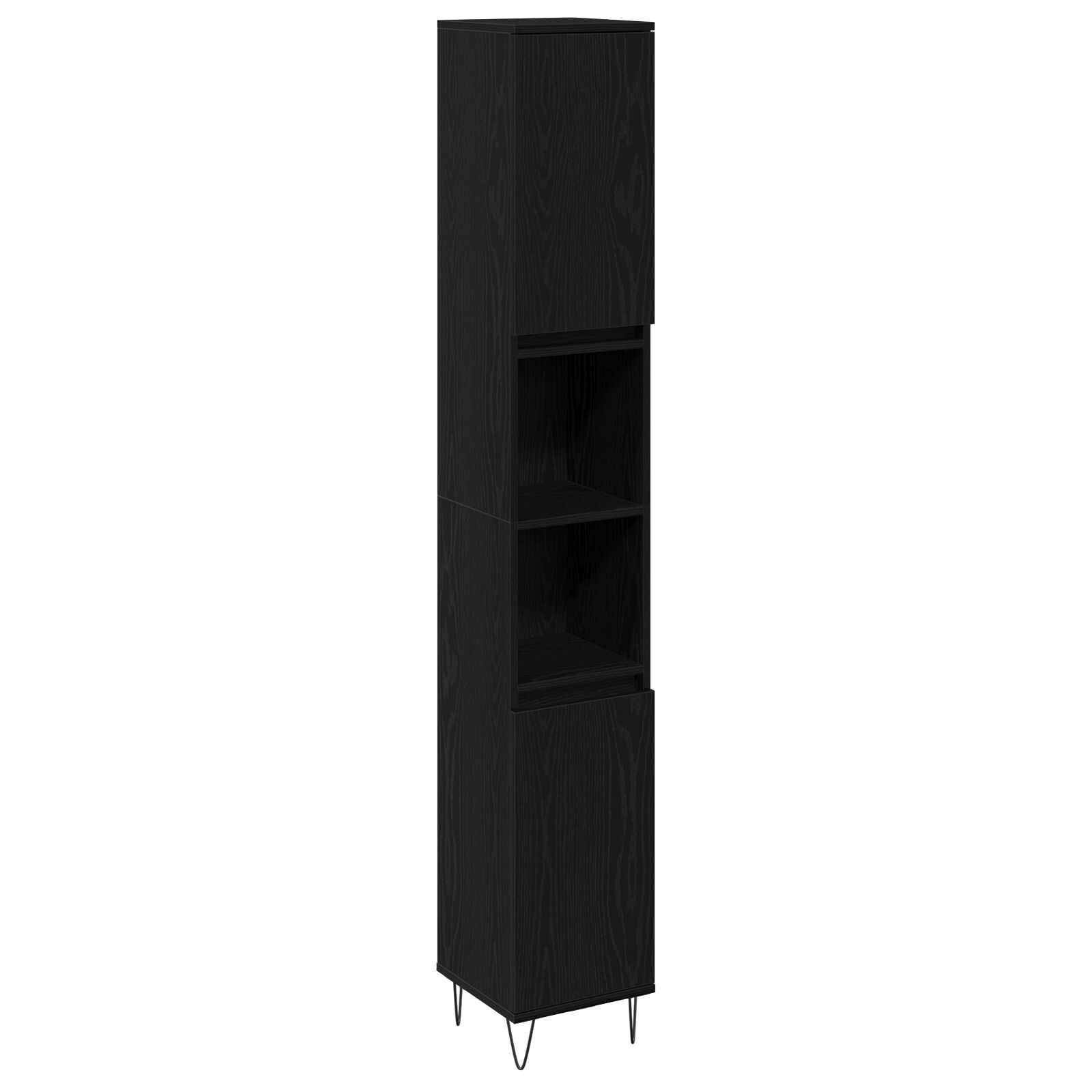 vidaXL Set de Mobilier pentru Baie 3 pcs Stejar Negru 30 x 30 x 190 cm