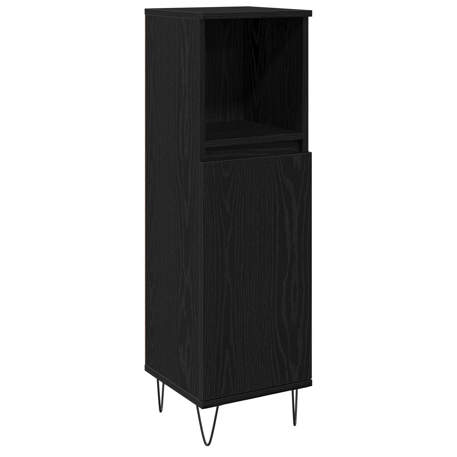 vidaXL Set de Mobilier pentru Baie 3 pcs Stejar Negru 30 x 30 x 190 cm