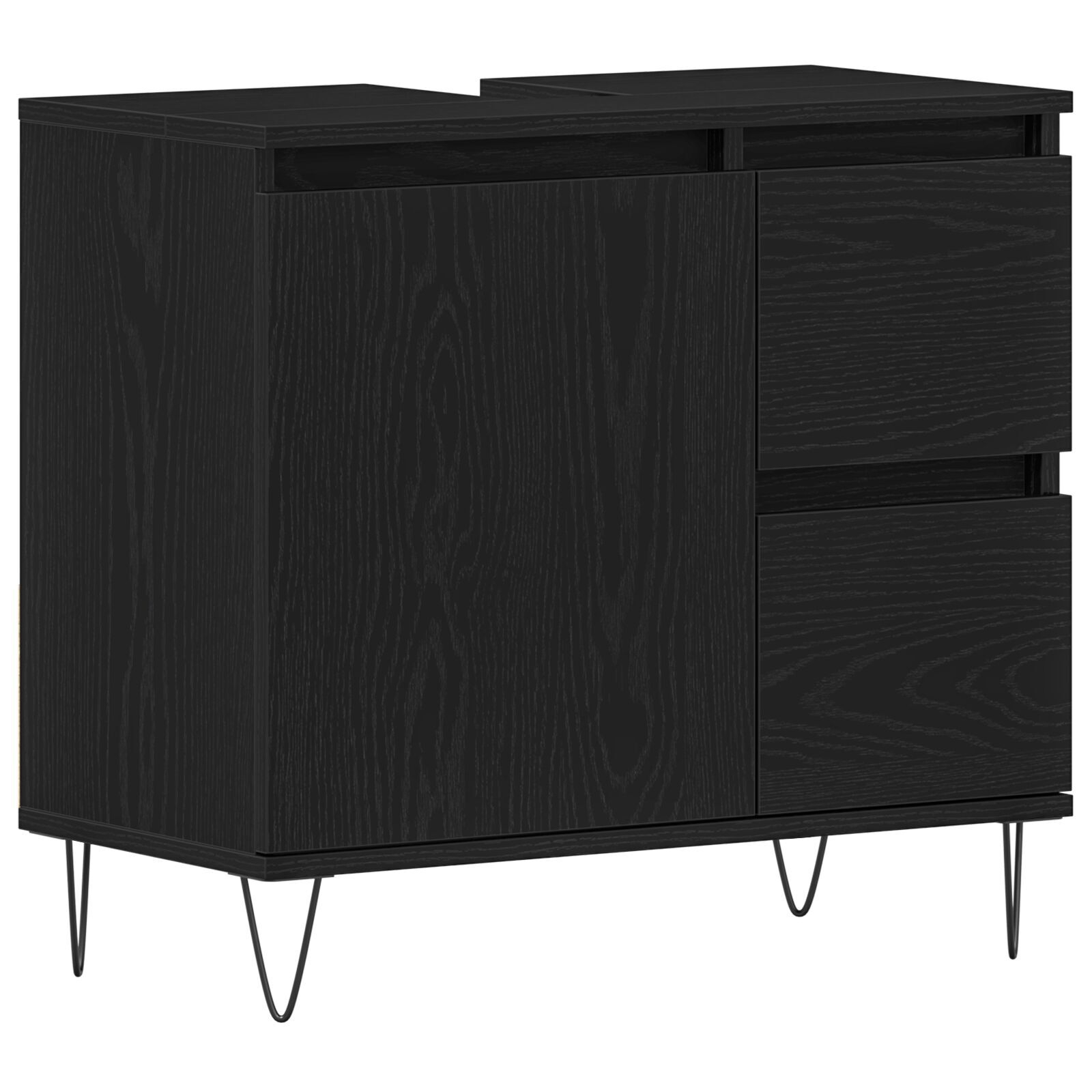 vidaXL Set de Mobilier pentru Baie 3 pcs Stejar Negru 30 x 30 x 190 cm