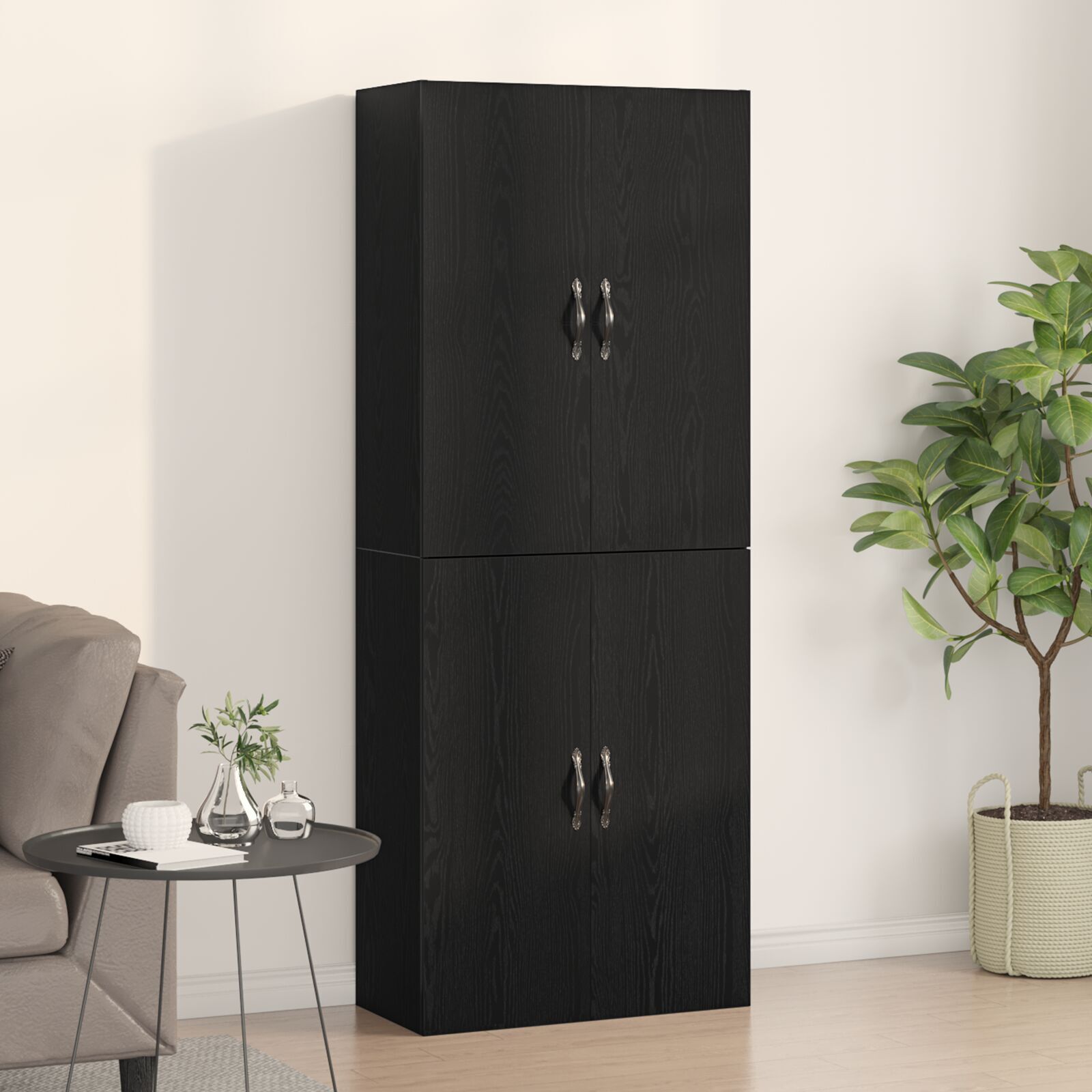 vidaXL Dulap montat pe perete 2 pcs Stejar negru 69.5 x 34 x 90 cm