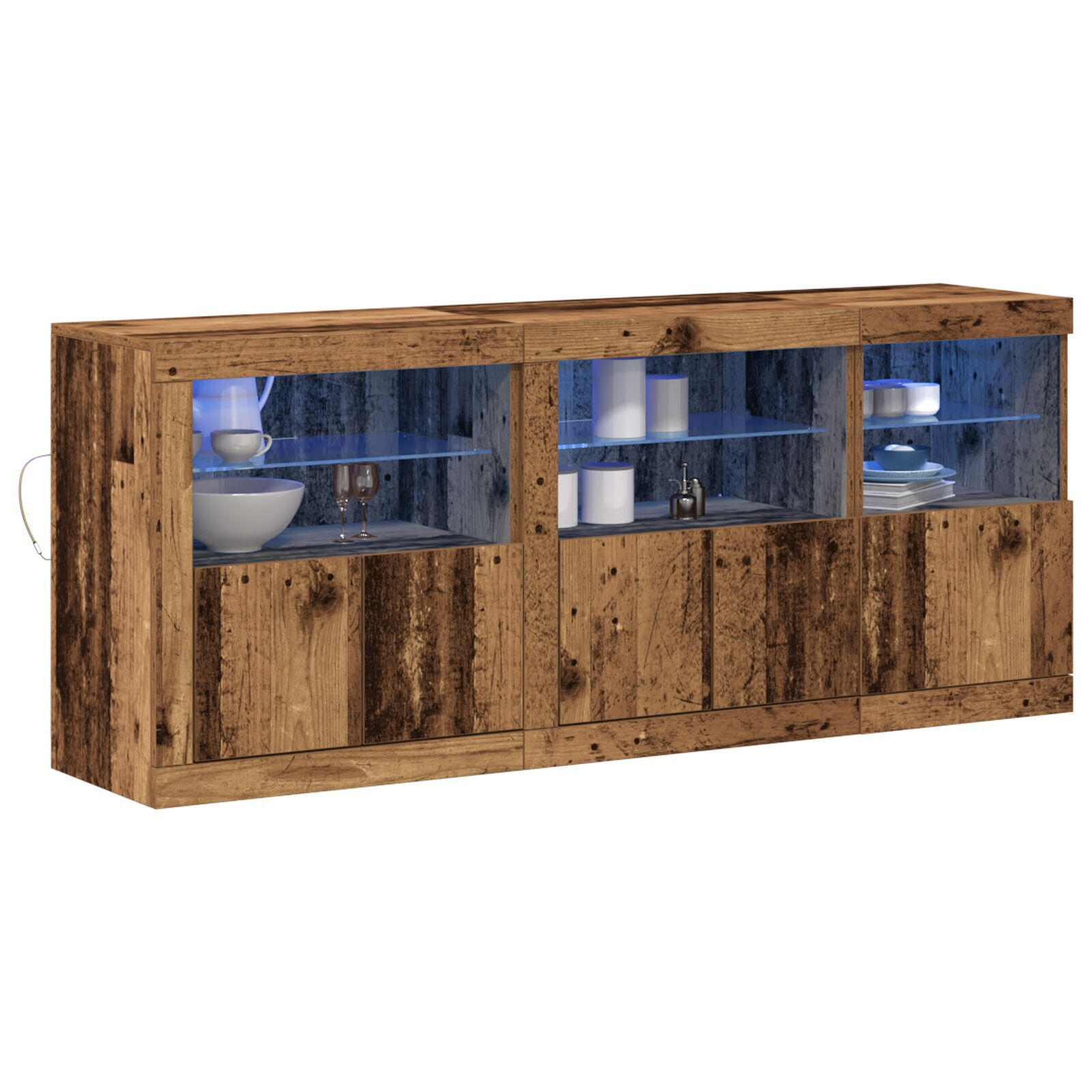 vidaXL Bufet cu lumini LED Lemn Vechi 162x37x67 cm Lemn Inginerit vidaXL Bufet cu lumini LED Lemn Vechi 162x37x67 cm Lemn Inginerit