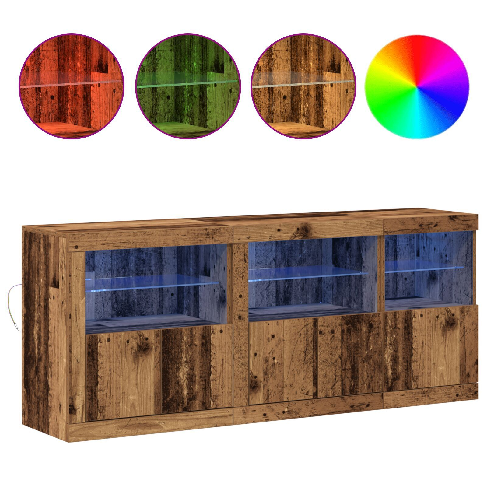 vidaXL Bufet cu lumini LED Lemn Vechi 162x37x67 cm Lemn Inginerit vidaXL Bufet cu lumini LED Lemn Vechi 162x37x67 cm Lemn Inginerit
