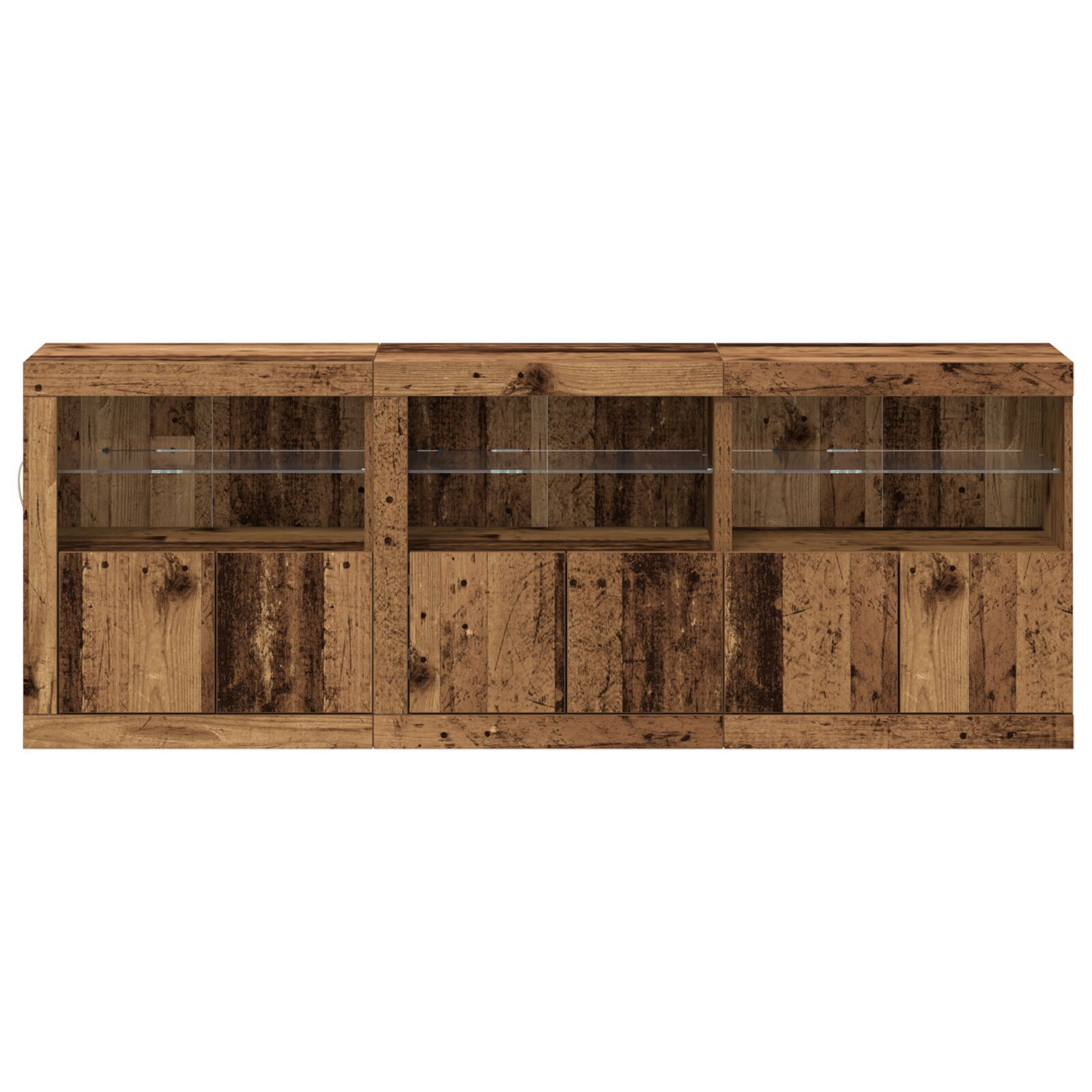 vidaXL Sideboard cu lumini LED Lemn vechi 181.5x37x67 cm Lemn compus
