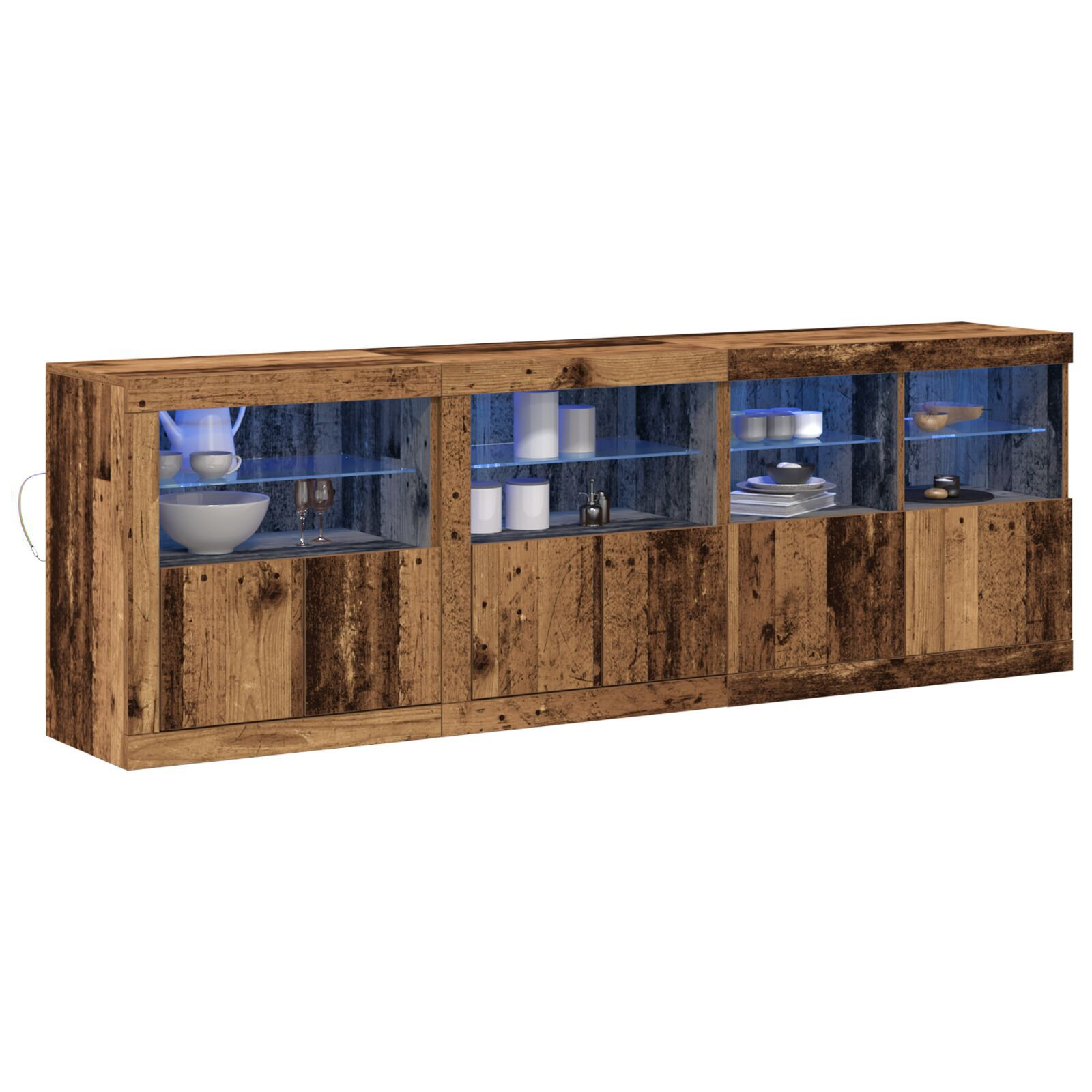 vidaXL bufet cu lumini LED din lemn vechi 202x37x67 cm Lemn prelucrat vidaXL bufet cu lumini LED din lemn vechi 202x37x67 cm Lemn prelucrat