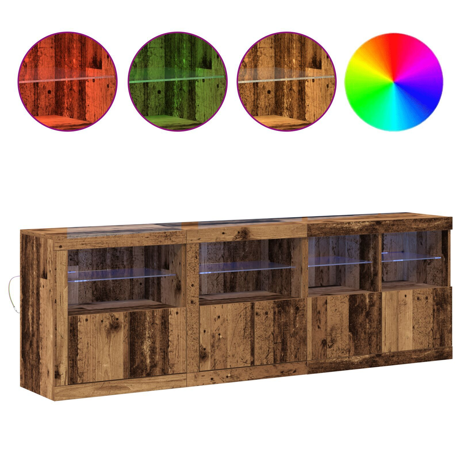 vidaXL bufet cu lumini LED din lemn vechi 202x37x67 cm Lemn prelucrat vidaXL bufet cu lumini LED din lemn vechi 202x37x67 cm Lemn prelucrat