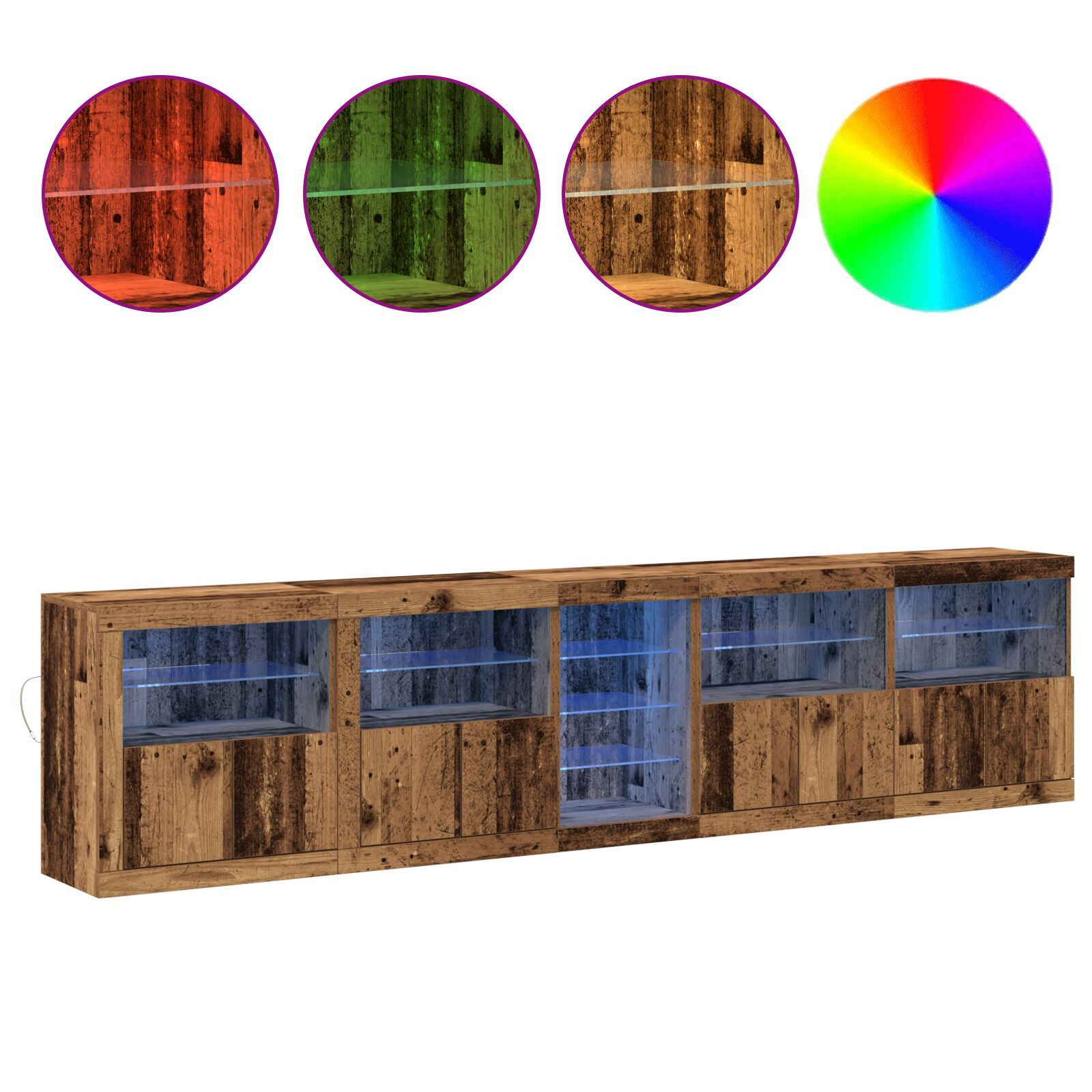 vidaXL Bufet cu lumini LED Lemn vechi 283x37x67 cm Lemn prelucrat vidaXL Bufet cu lumini LED Lemn vechi 283x37x67 cm Lemn prelucrat