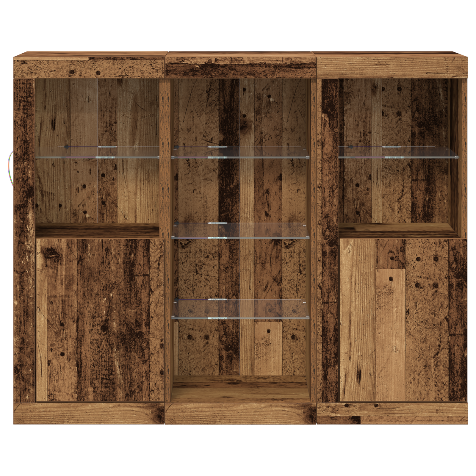 vidaXL Bufet cu Luminile LED Lemn Vechi 123x37x100 cm Lemn prelucrat