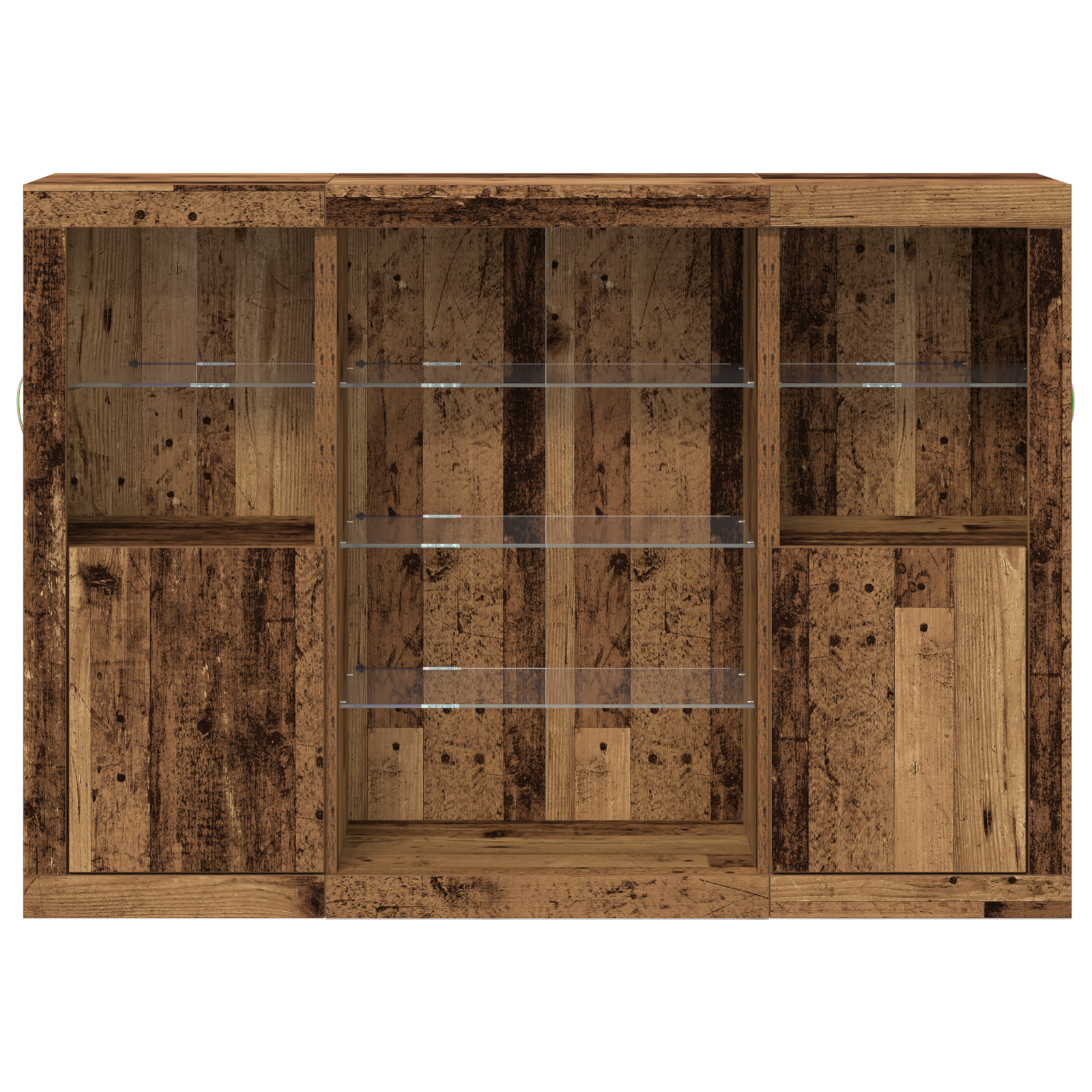 vidaXL Bufet cu lumini LED, lemn vechi, 142.5x37x100 cm, lemn prelucrat