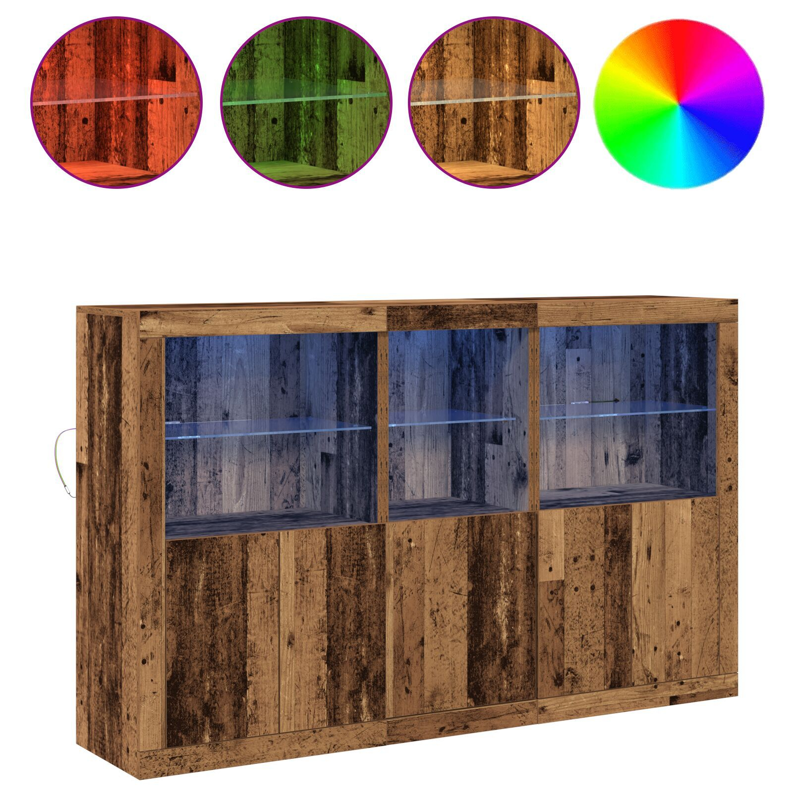 vidaXL Sideboard cu LED-uri Lemn vechi 162x37x100 cm Lemn prelucrat