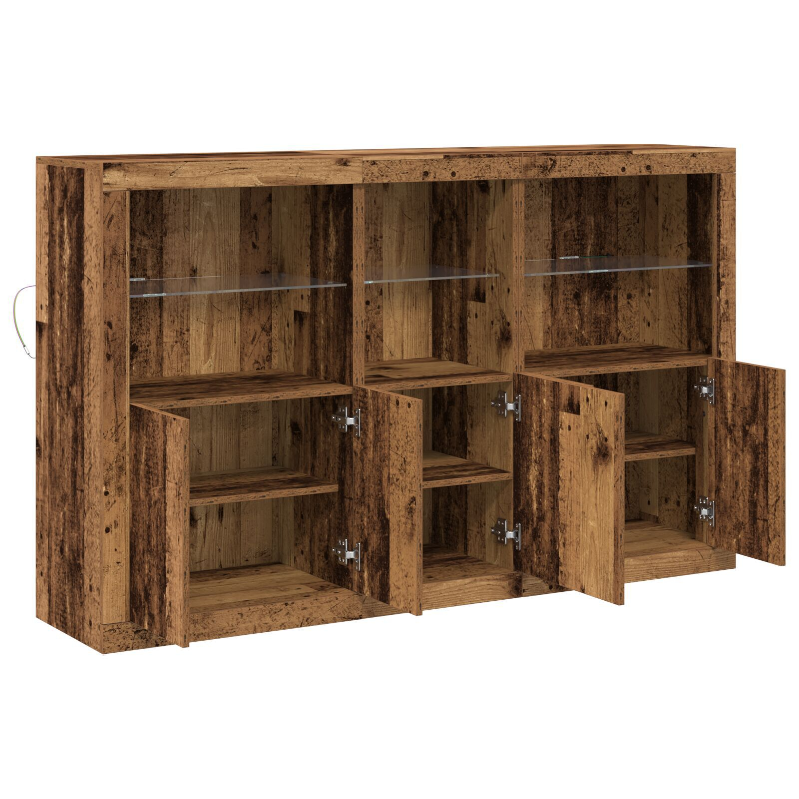 vidaXL Sideboard cu LED-uri Lemn vechi 162x37x100 cm Lemn prelucrat