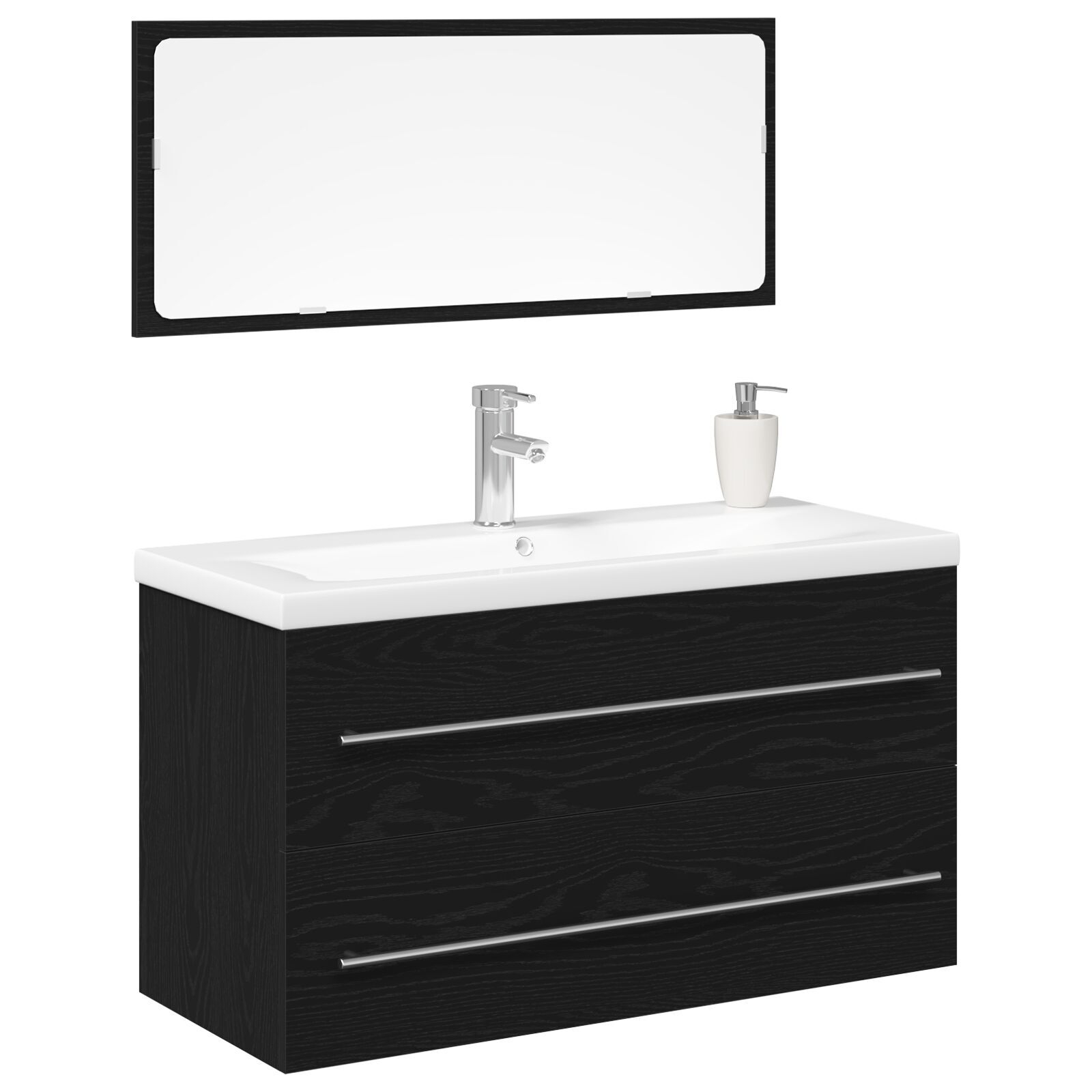 vidaXL Dulap pentru Chiuveta de Baie cu sertar 3 pcs Stejar Negru