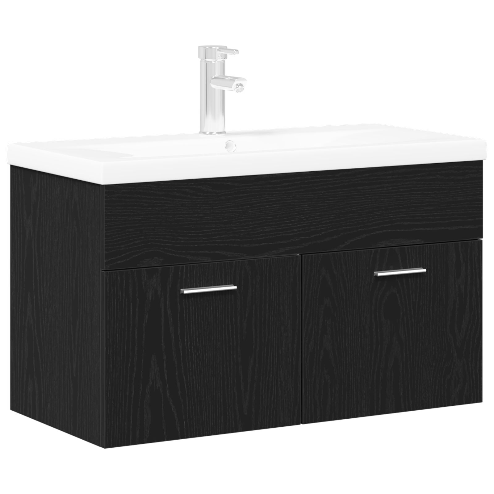 vidaXL Dulap de Baie Stejar Negru 90 x 38,5 x 46 cm Lemn compozit