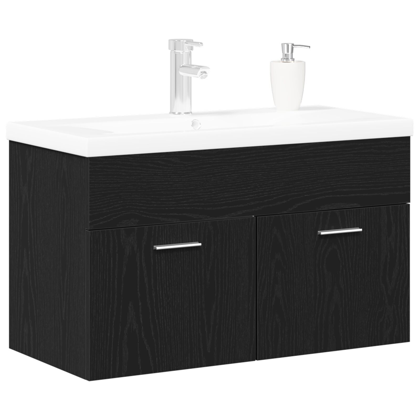 vidaXL Dulap de Baie Stejar Negru 80 x 38,5 x 46 cm Lemn compozit