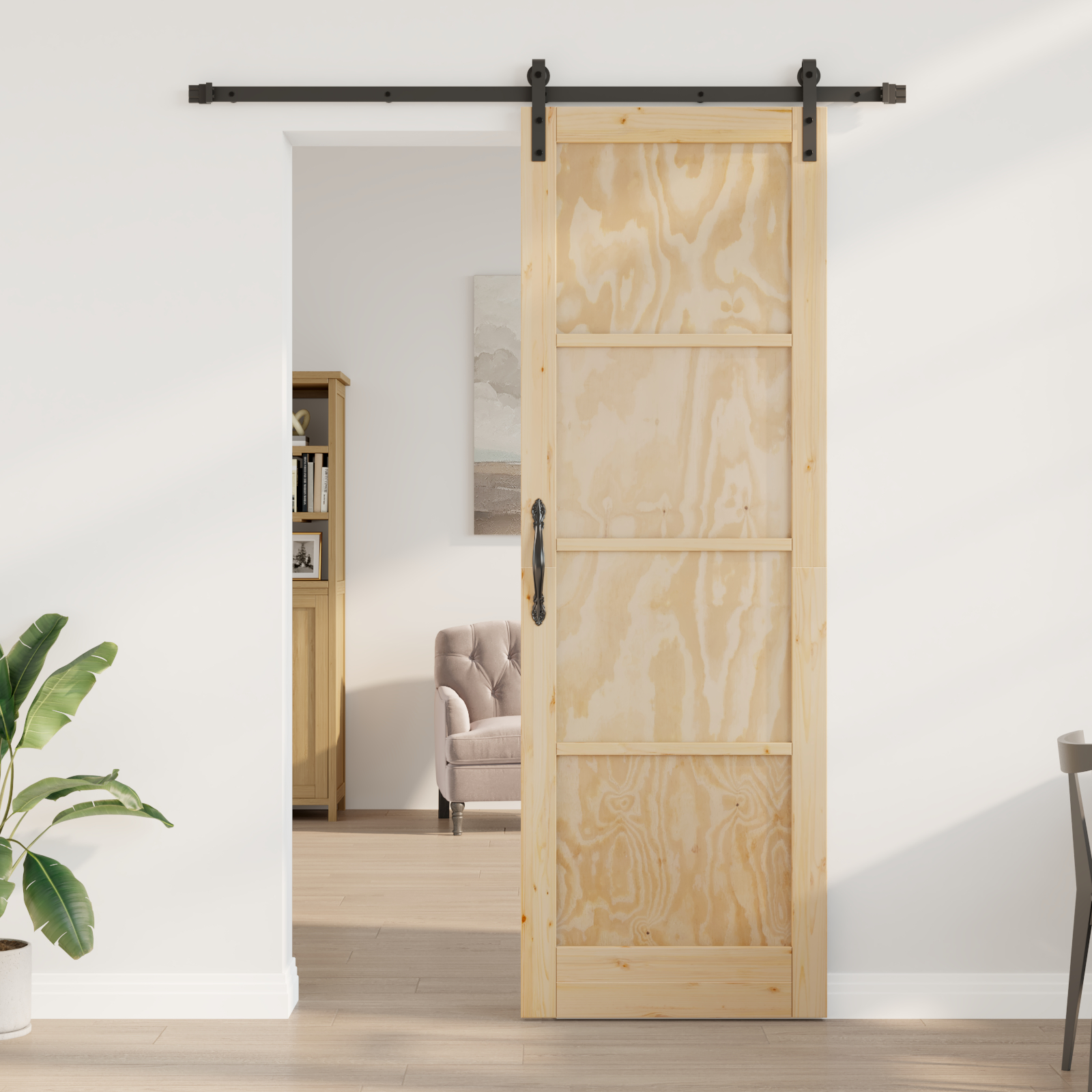 Ușă glisantă vidaXL cu kit de accesorii 78x232 cm Lemn Masiv de Pin Ușă glisantă vidaXL cu kit de accesorii 78x232 cm Lemn Masiv de Pin