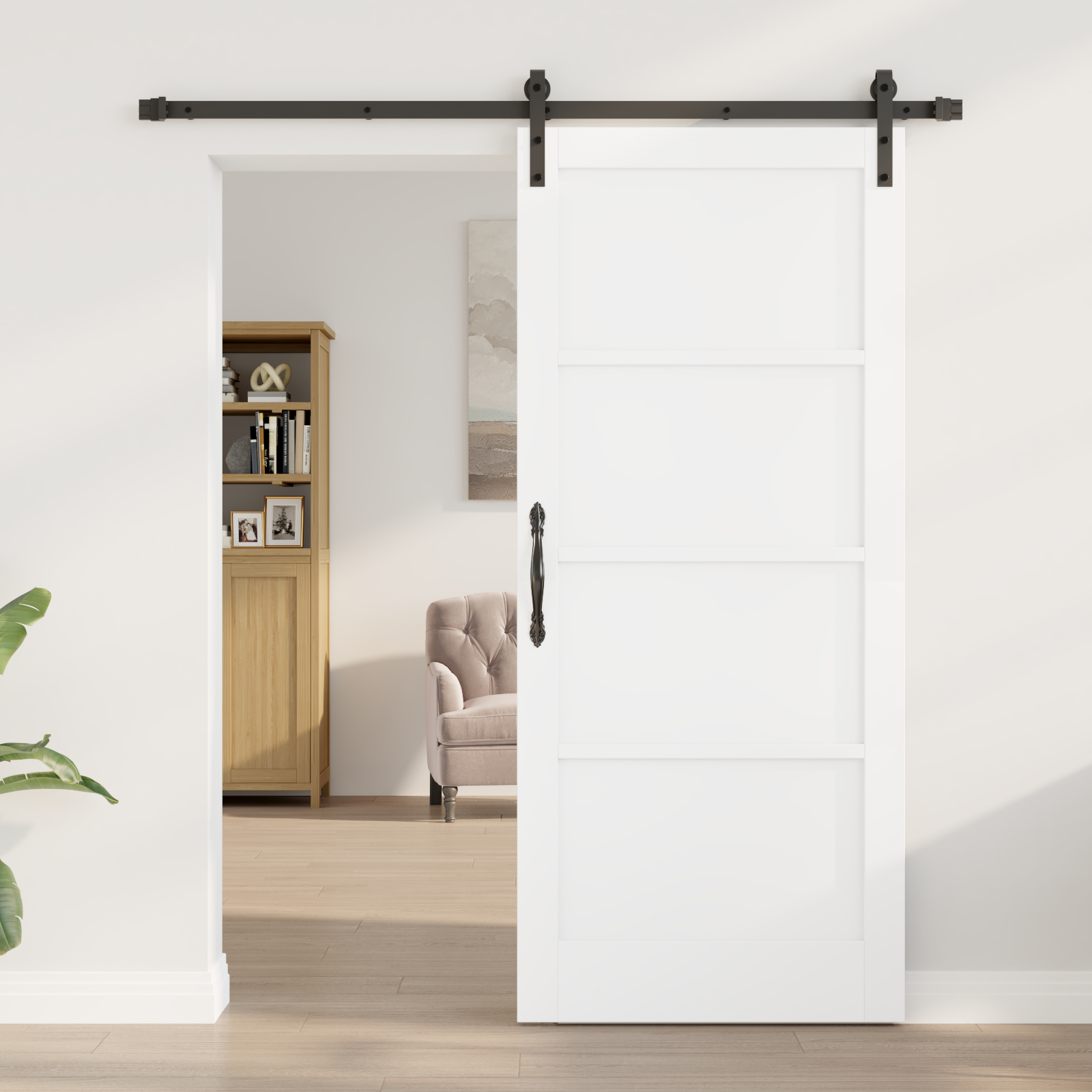 Ușa glisantă vidaXL cu accesorii albe 86x198.5 cm din lemn solid de pin Ușa glisantă vidaXL cu accesorii albe 86x198.5 cm din lemn solid de pin
