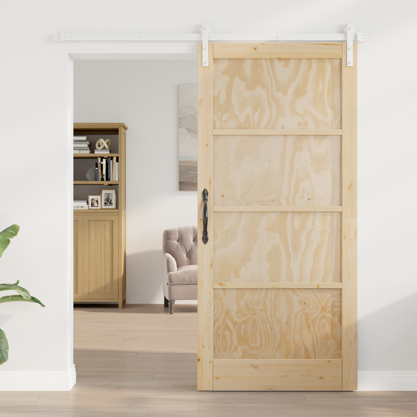 Ușa glisantă vidaXL cu accesorii 93x202 cm din lemn masiv de pin Ușa glisantă vidaXL cu accesorii 93x202 cm din lemn masiv de pin