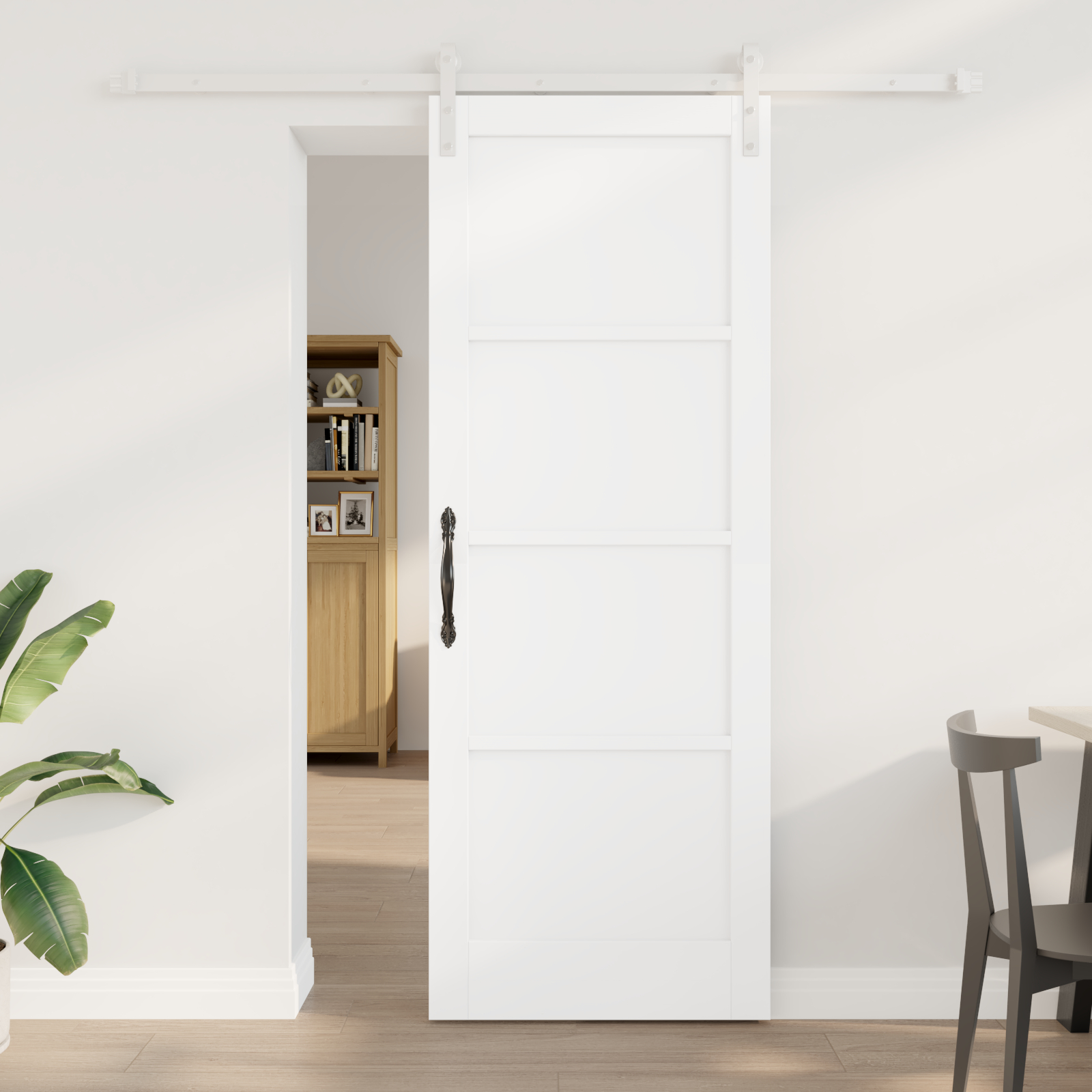 Ușa cu Glisare vidaXL cu Set de Hardware Alb 78x211 cm Lemn Solid