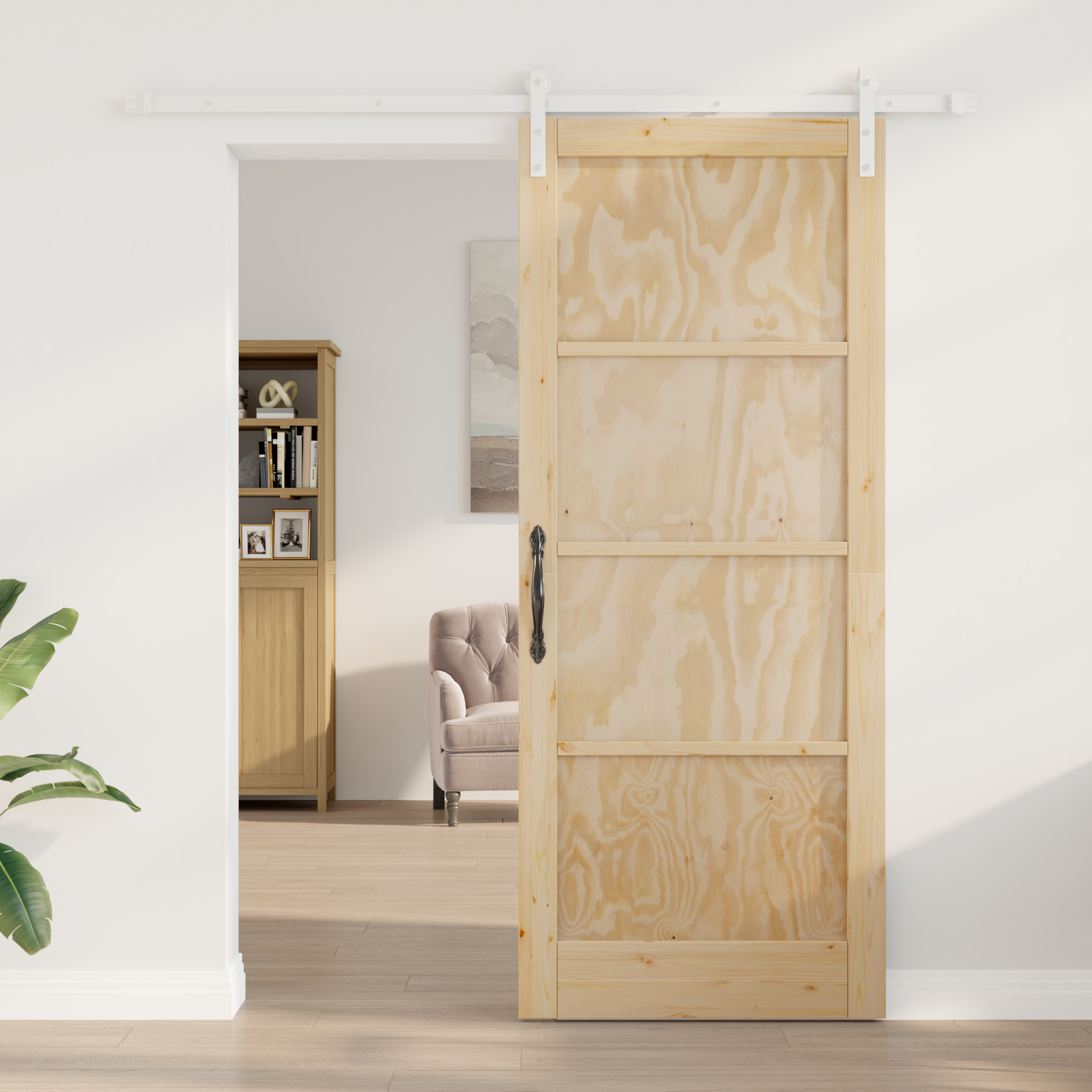 vidaXL Ușa Glisantă Manual Natural și alb 86 x 211 cm