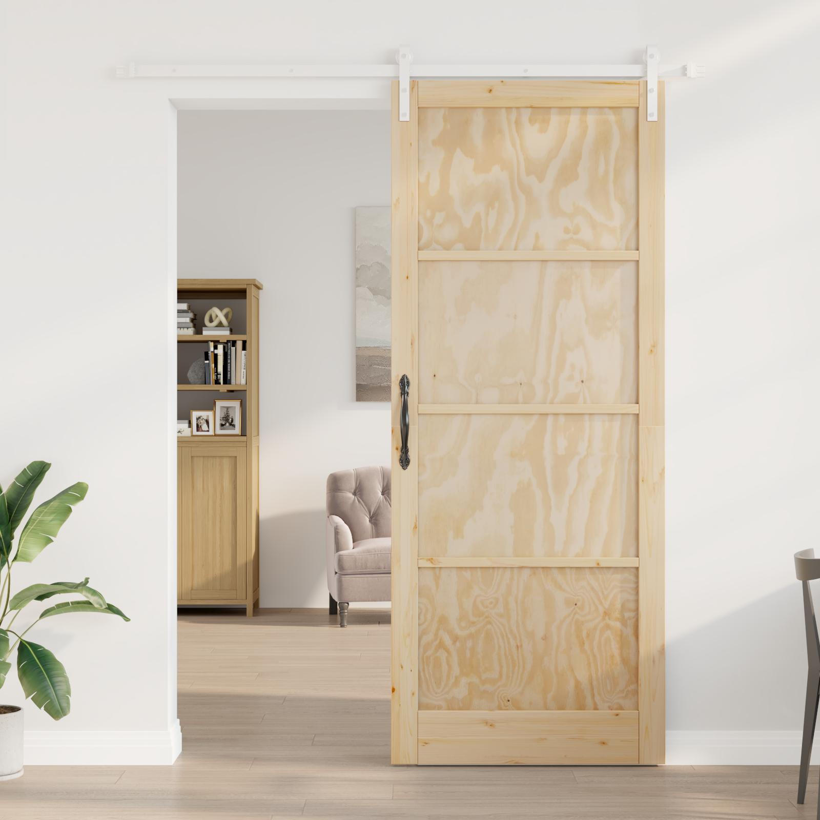 vidaXL Ușa Glisantă Manual Natural și alb 93 x 232 cm vidaXL Ușa Glisantă Manual Natural și alb 93 x 232 cm