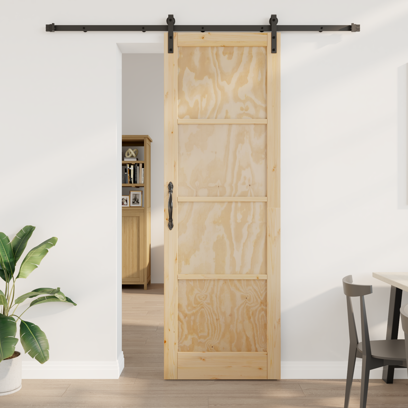 vidaXL Ușa glisantă Manual Natural și negru 78 x 232 cm vidaXL Ușa glisantă Manual Natural și negru 78 x 232 cm