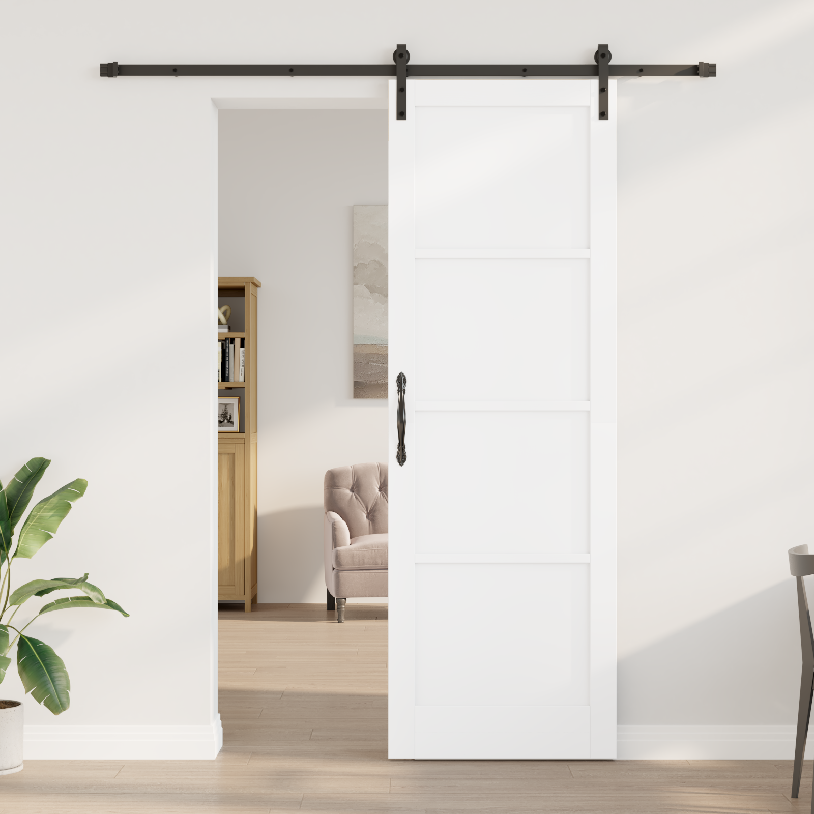 Ușă glisantă vidaXL cu feronerie albă 78x232 cm din lemn masiv de pin