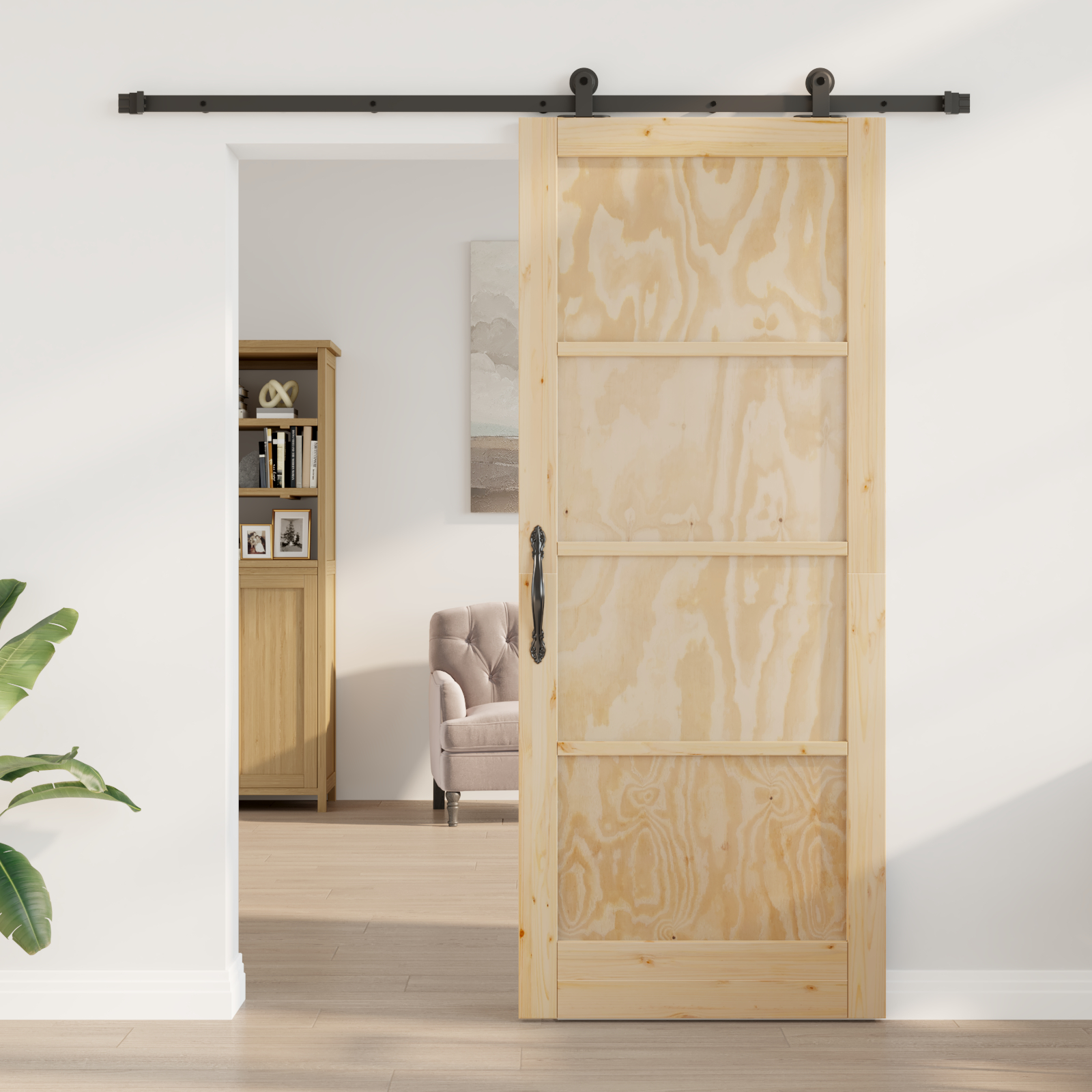 Ușa glisantă vidaXL cu accesorii 86x211 cm Lemn masiv Pin