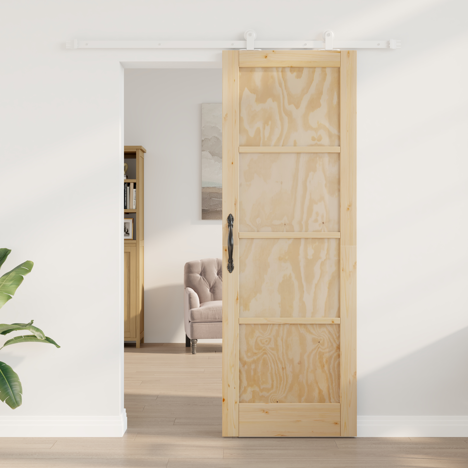Ușa glisantă vidaXL cu set de accesorii 73.5x211 cm Lemn de pin