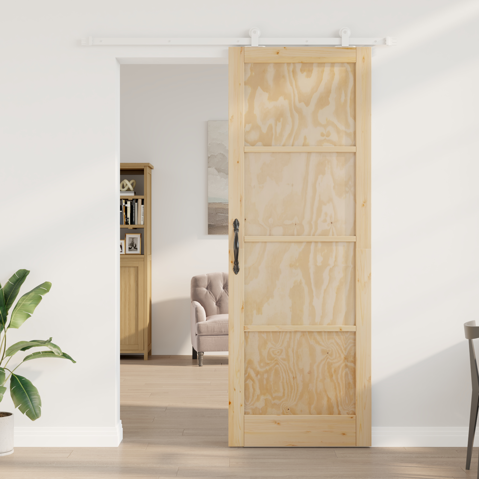 Ușa glisantă vidaXL cu kit de accesorii 83x232 cm din lemn masiv de pin
