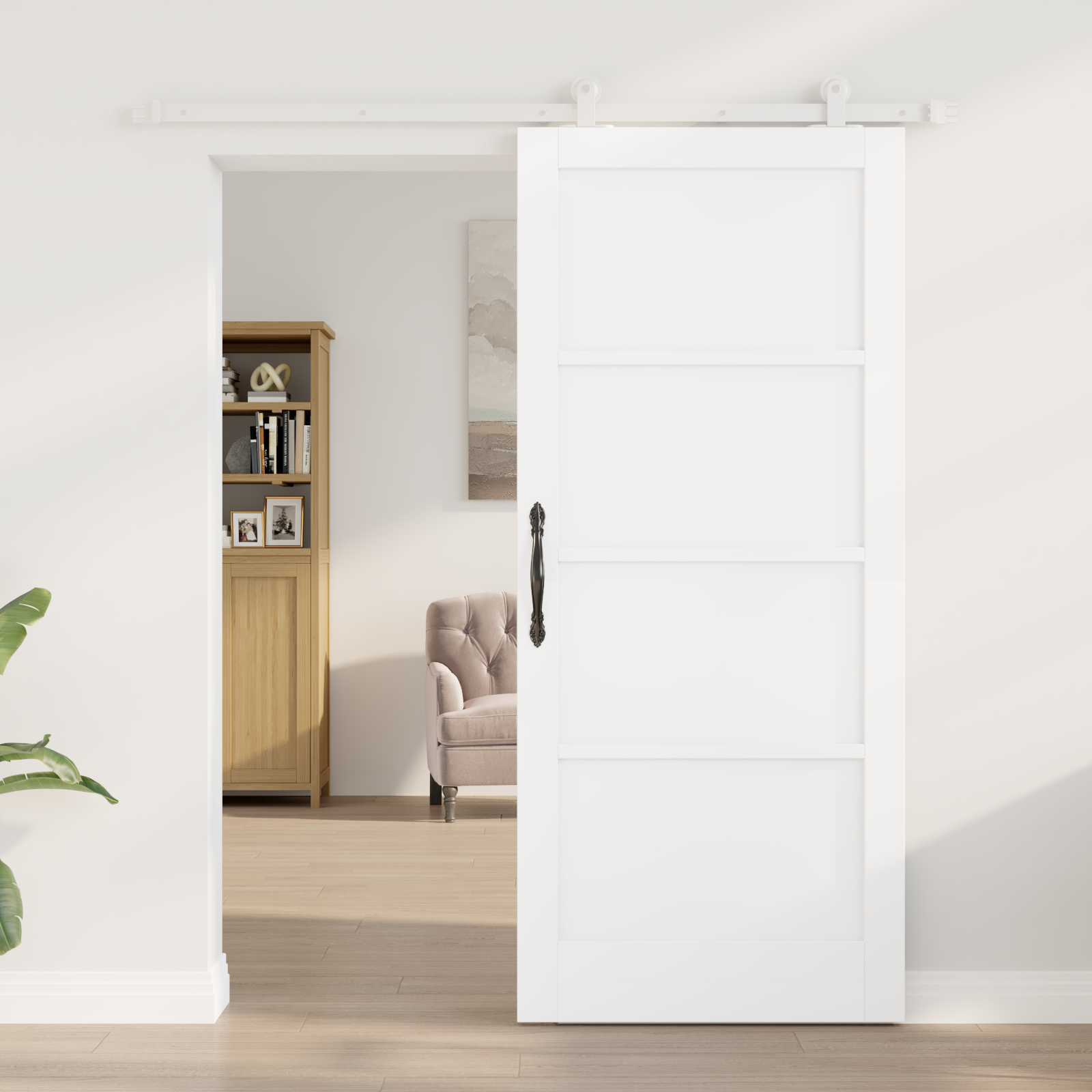 Ușă glisantă vidaXL cu accesorii Alb 86x198.5 cm Lemn masiv Pin