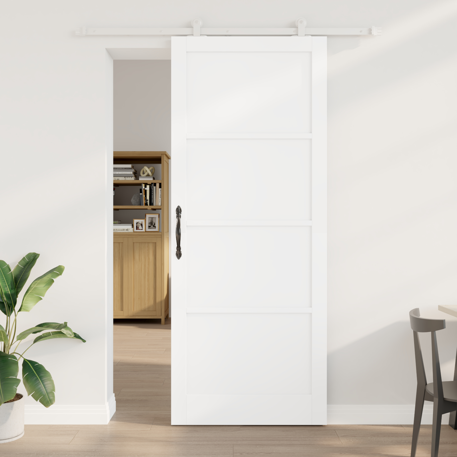 Ușă glisantă vidaXL cu set de accesorii "ORKDAL" albă din lemn masiv de pin