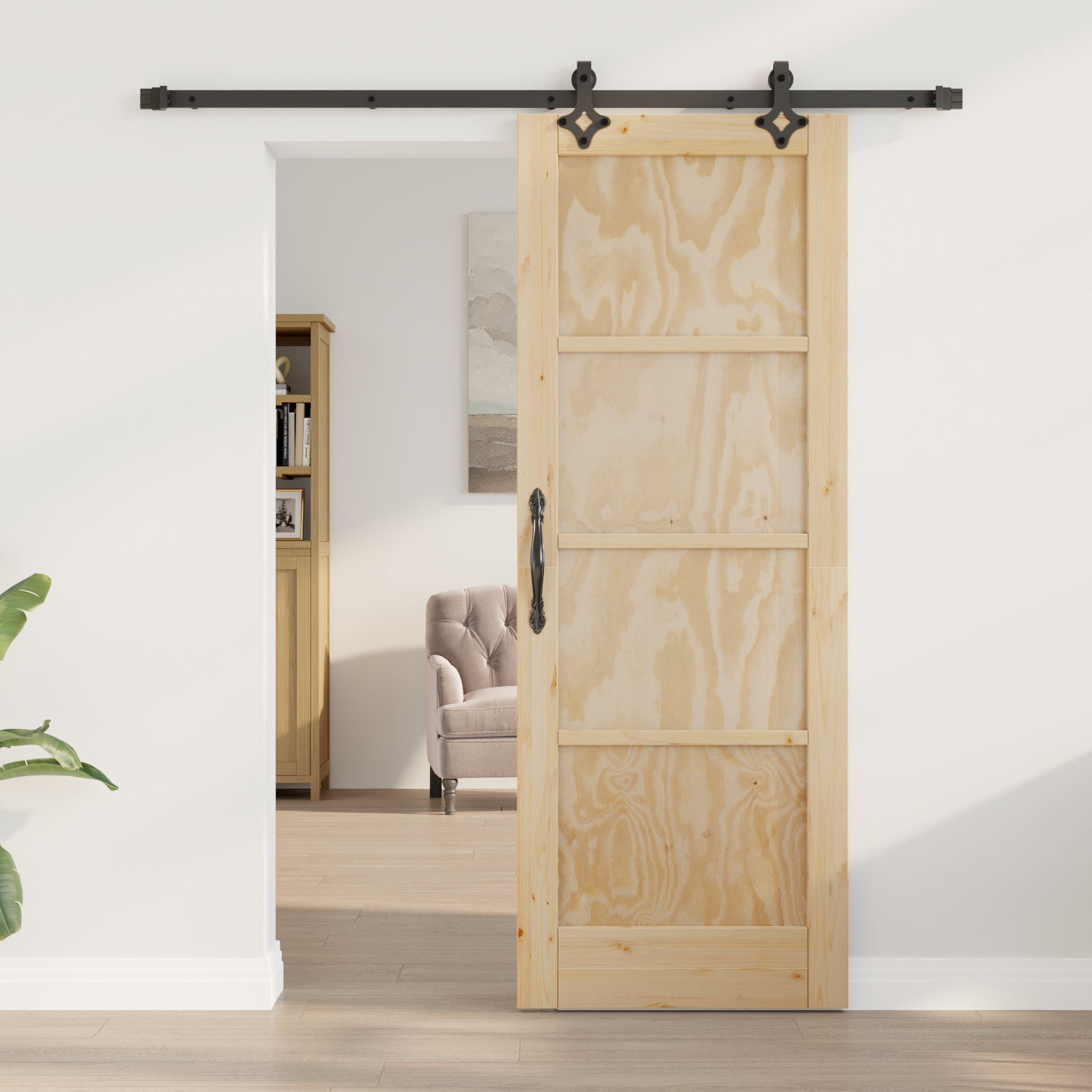 vidaXL Ușă Culisantă Manual Natural și negru 73.5 x 198.5 cm vidaXL Ușă Culisantă Manual Natural și negru 73.5 x 198.5 cm