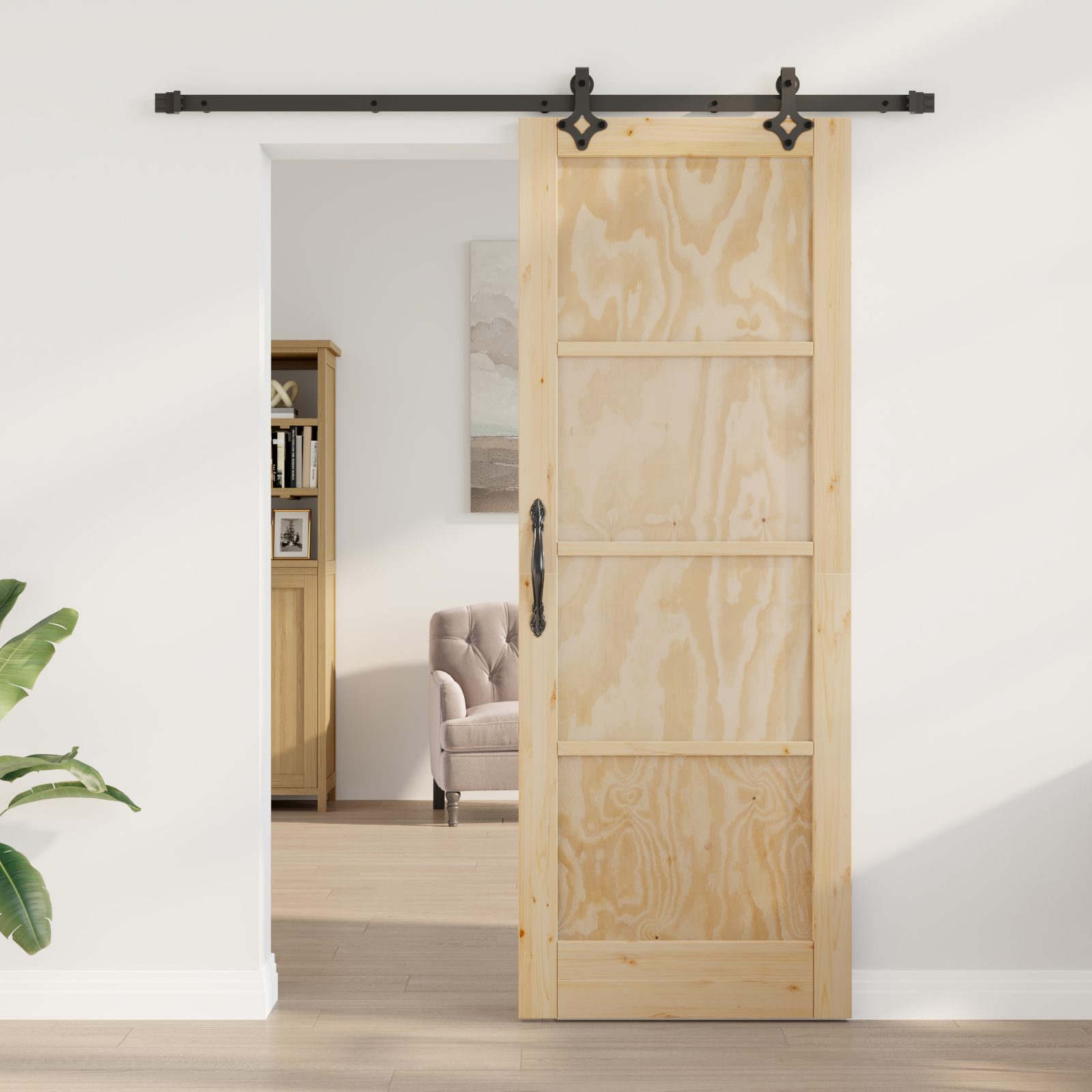 Ușa glisantă vidaXL cu set de accesorii 78x211 cm Lemn masiv de pin