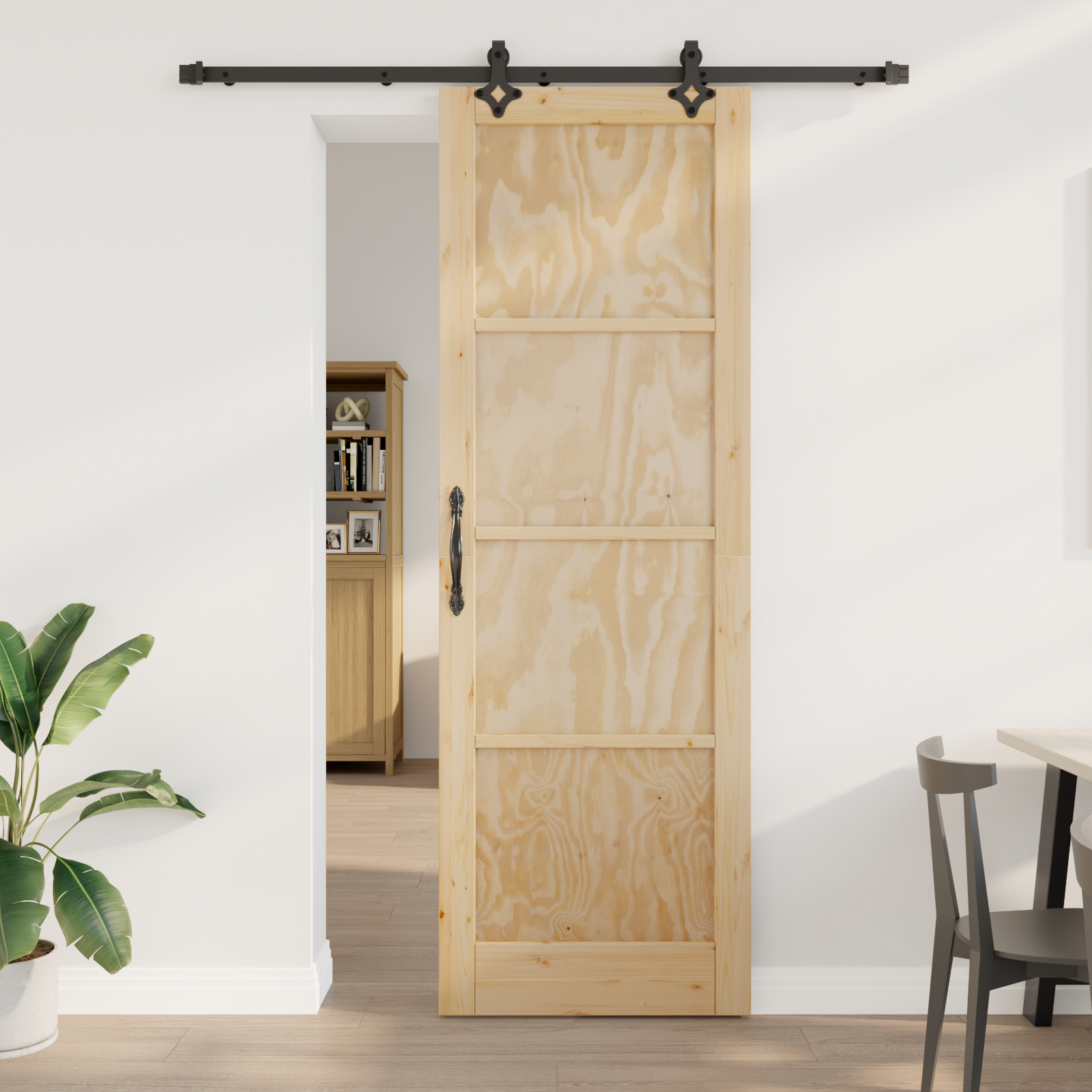 Ușa Glisantă vidaXL cu Set de Accesorii 78x232 cm Lemn Solid Pin