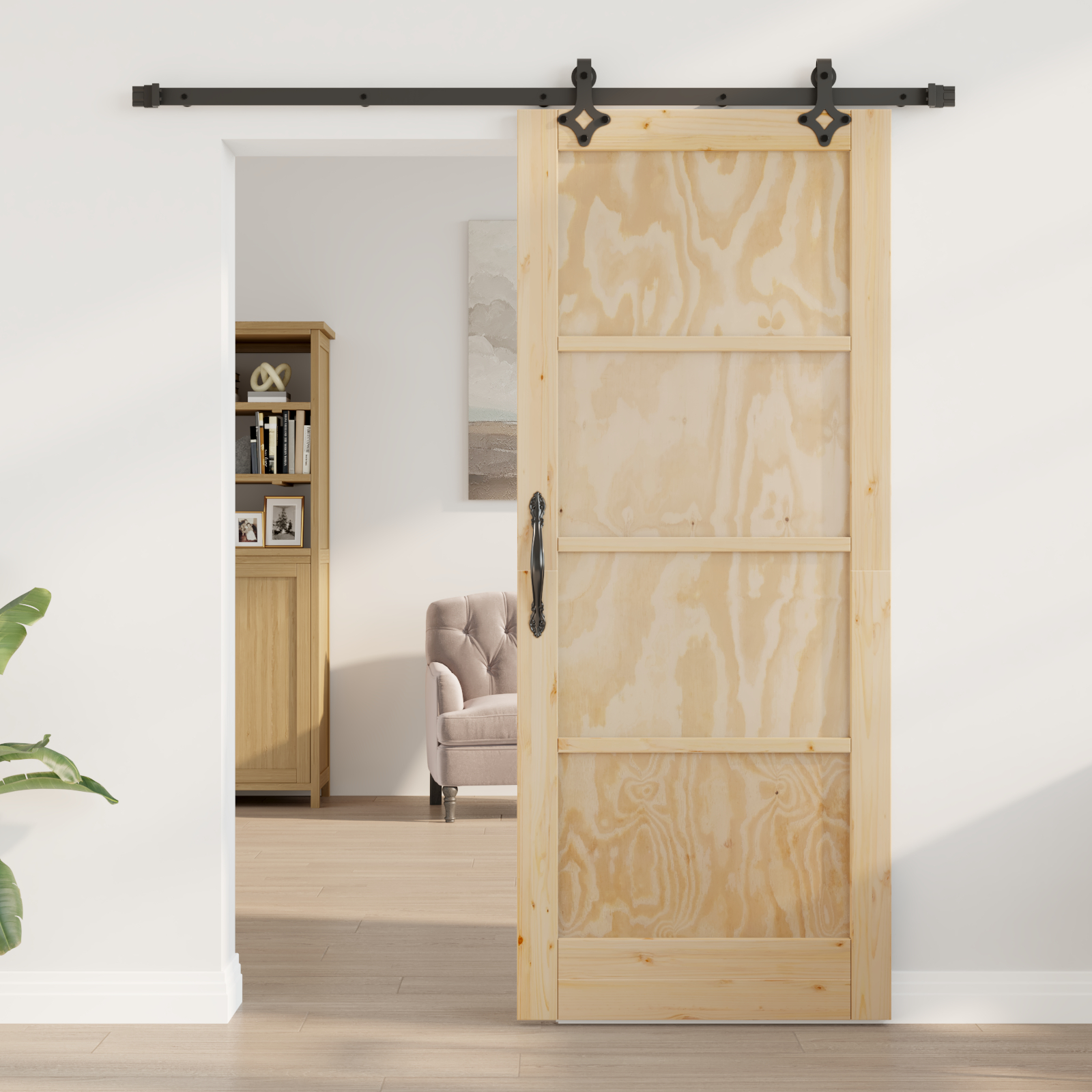 Ușă glisantă vidaXL cu set de accesorii 83x202 cm Lemn masiv de pin