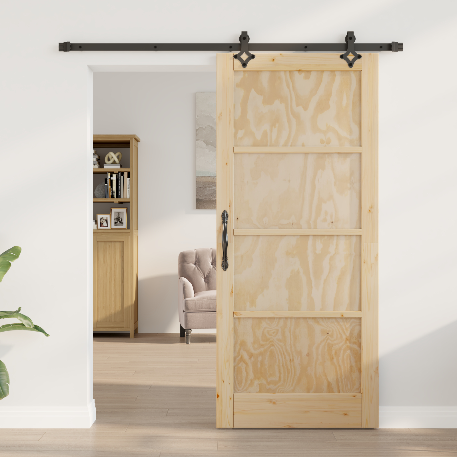 Ușă glisantă vidaXL cu accesorii 86x198.5 cm din lemn masiv de pin Ușă glisantă vidaXL cu accesorii 86x198.5 cm din lemn masiv de pin