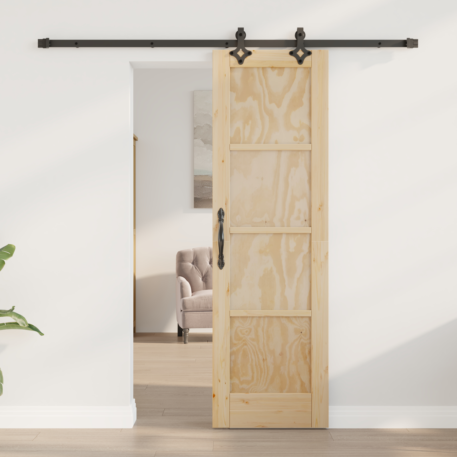 Ușă glisantă vidaXL cu set de accesorii 61x198.5 cm Lemn masiv de pin