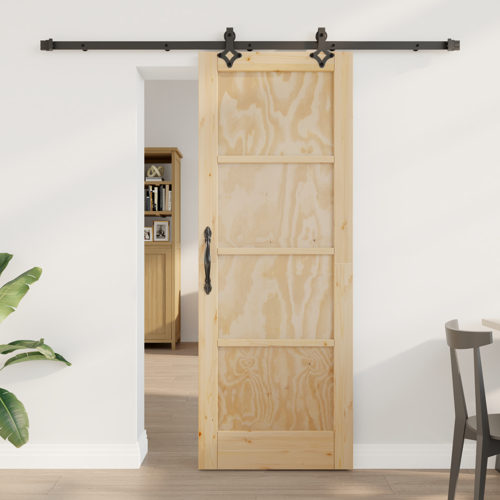 vidaXL Ușă Culisantă Manual Natural și negru 73.5 x 198.5 cm vidaXL Ușă Culisantă Manual Natural și negru 73.5 x 198.5 cm
