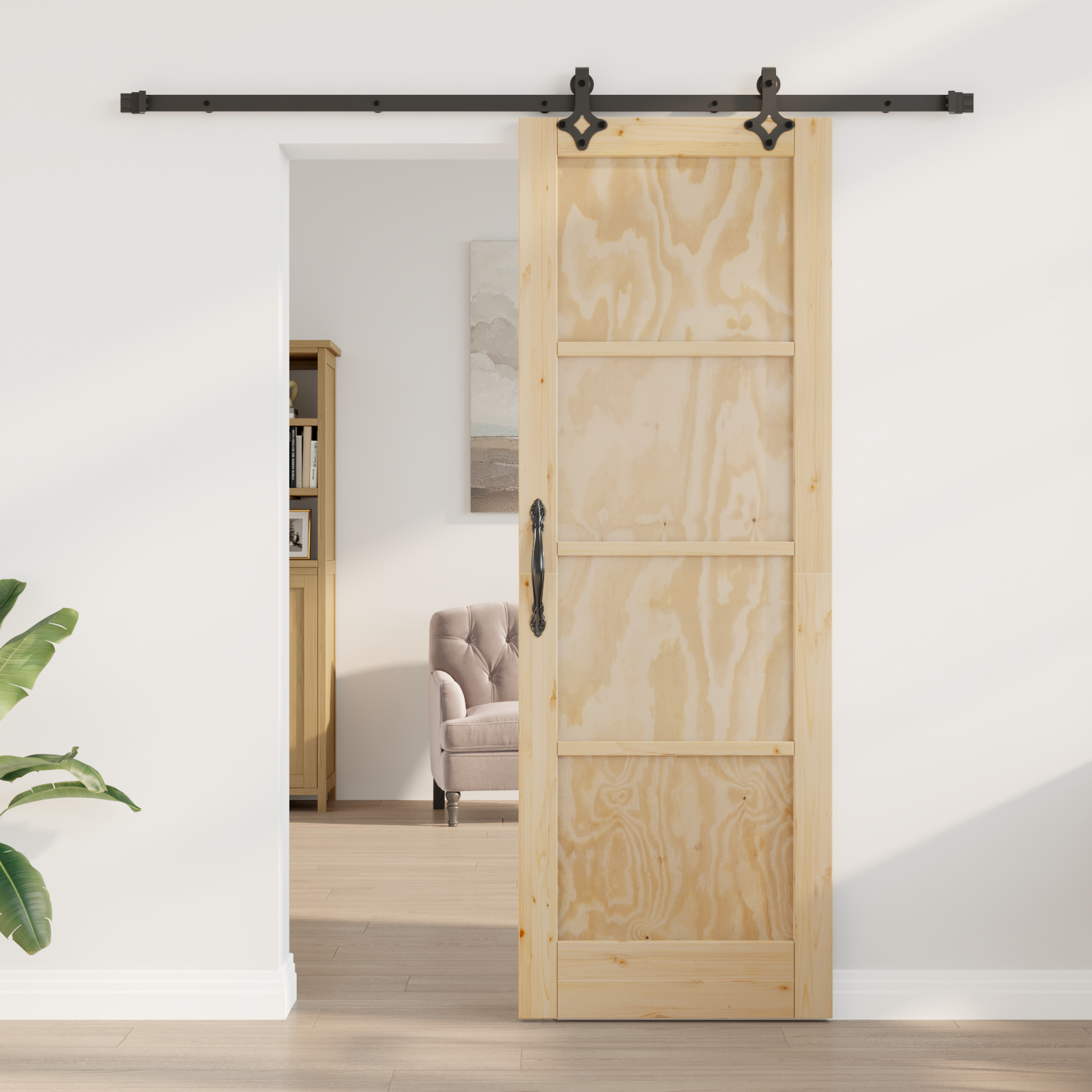 Ușa glisantă vidaXL cu set de accesorii 73.5x211 cm Lemn masiv de pin