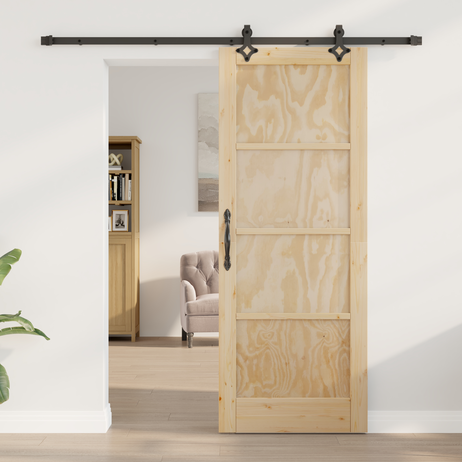 vidaXL Ușă Culisantă Manual Natural și negru 78 x 202 cm vidaXL Ușă Culisantă Manual Natural și negru 78 x 202 cm