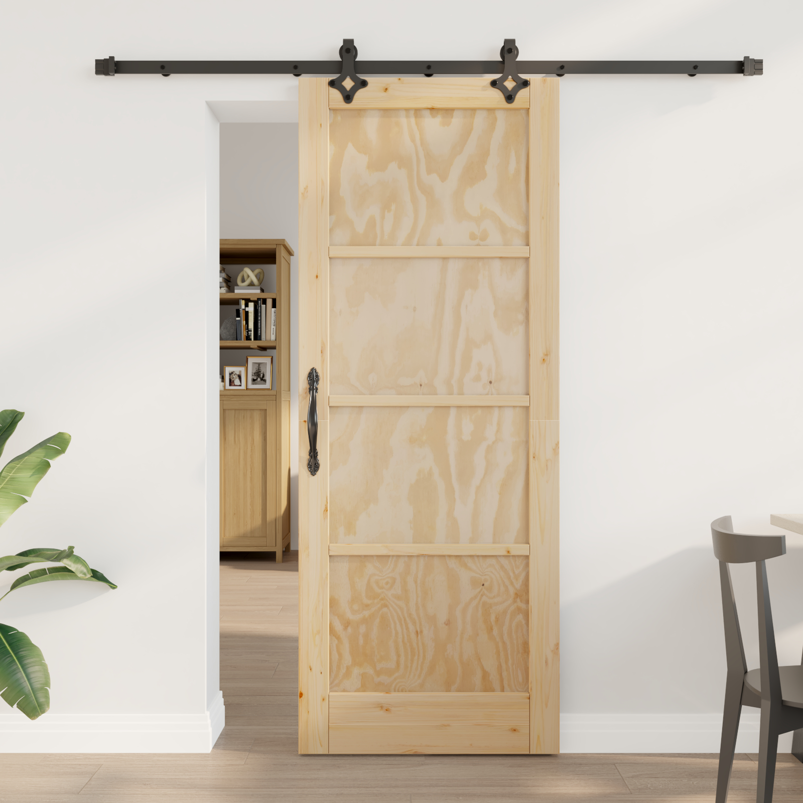vidaXL Ușă Culisantă Manual Natural și negru 78 x 202 cm vidaXL Ușă Culisantă Manual Natural și negru 78 x 202 cm