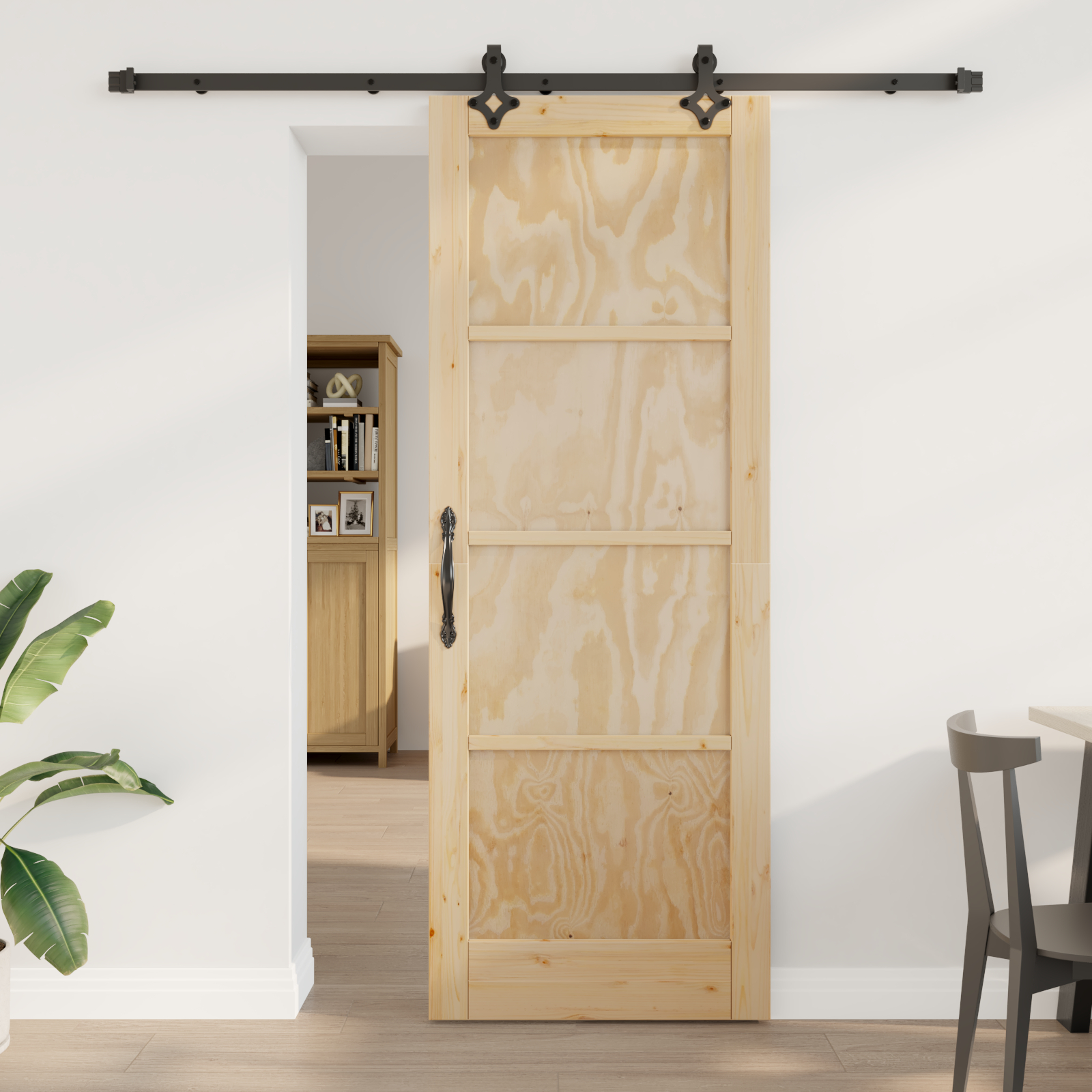 vidaXL Ușă Culisantă Manual Natural și negru 78 x 211 cm vidaXL Ușă Culisantă Manual Natural și negru 78 x 211 cm