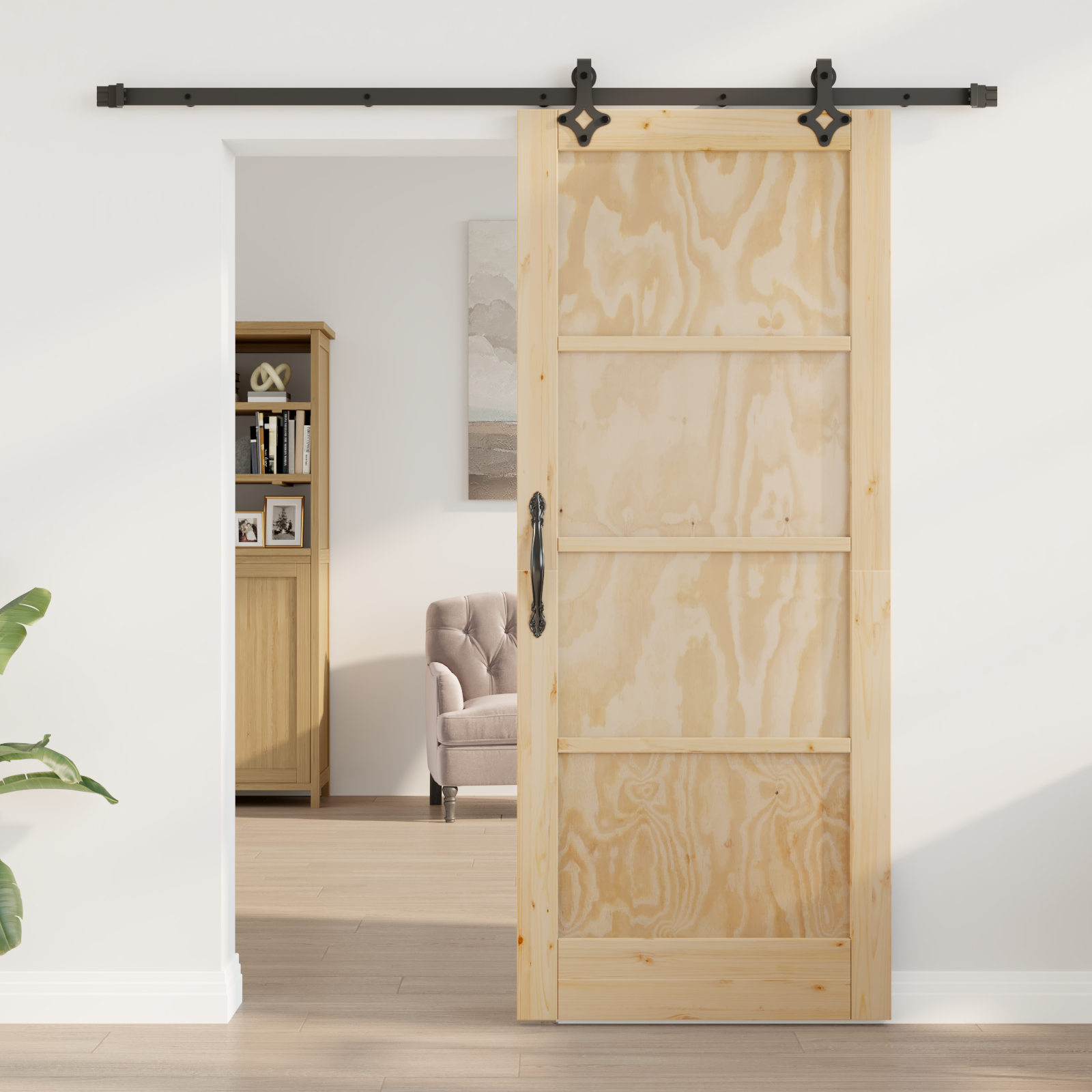 Ușă Glisantă vidaXL cu Set de Accesorii 83x202 cm Lemn Masiv de Pin