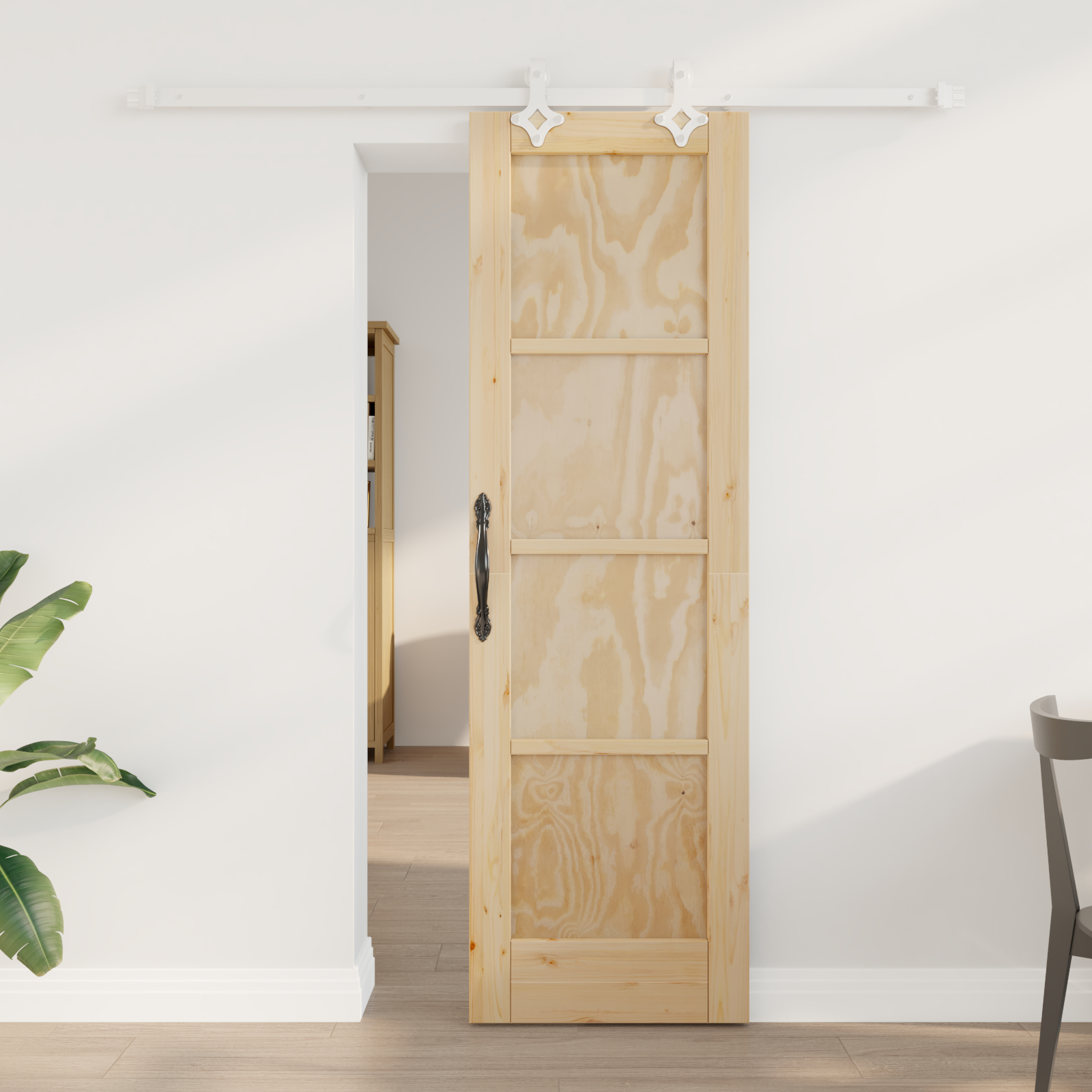 vidaXL Ușă Culisantă Manual Natural și alb 61 x 198.5 cm